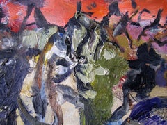 Wedding Under the Canopy - figurative oil on linen, rich bold colors