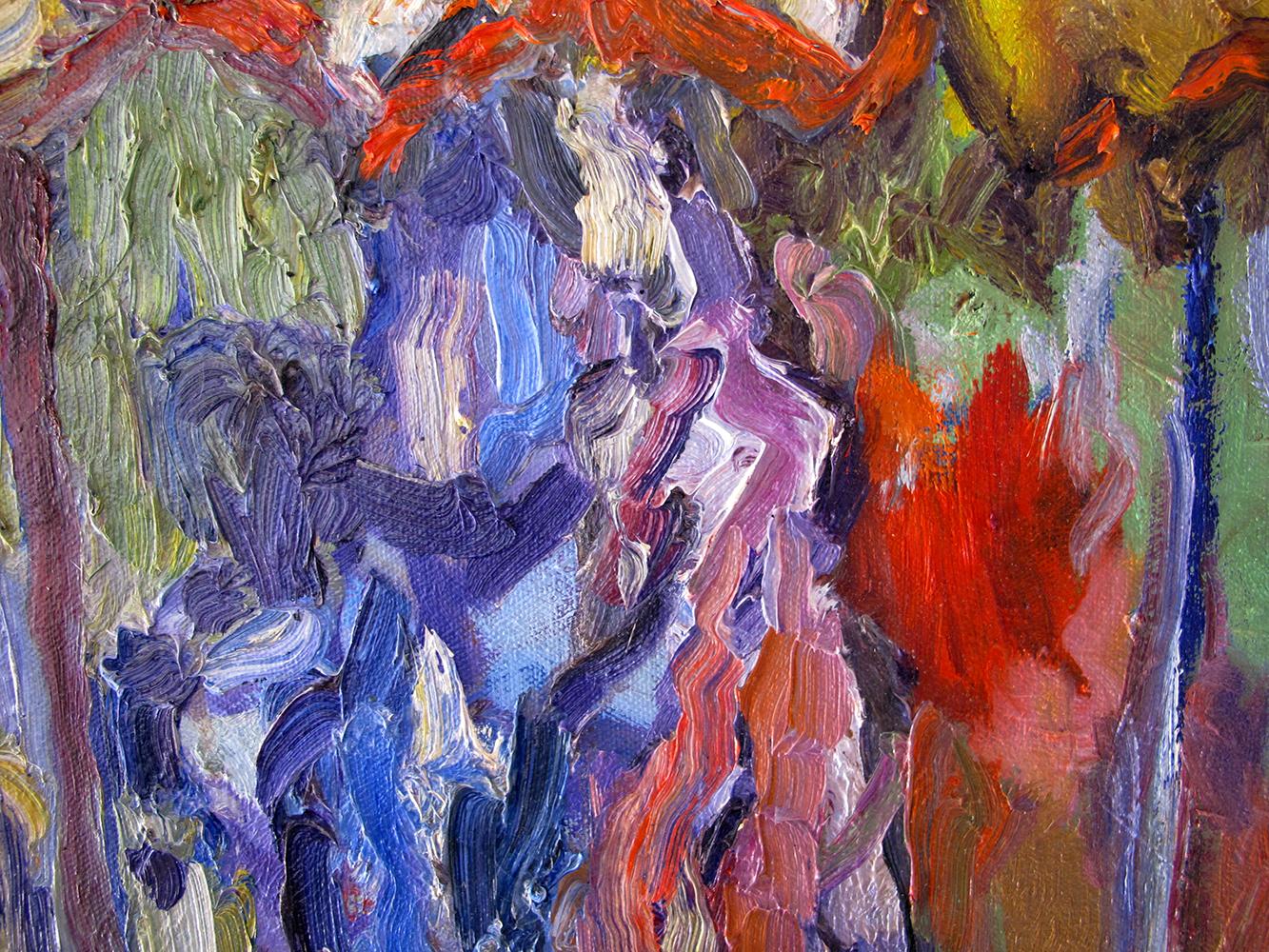 Matrimonio sotto il baldacchino - olio figurativo su lino, colori ricchi e audaci - Landscape Painting Marrone di Toni Franovic