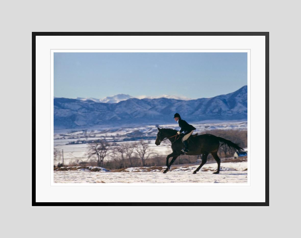 A Horse Ride In The Snow

1967

A female horse rider gallops across a snowy landscape, 1967.

by Toni Frissell

40x30 inches / 101 x 76 cm paper size 
Archival pigment print
unframed 
(framing available see examples - please enquire) 

Limited