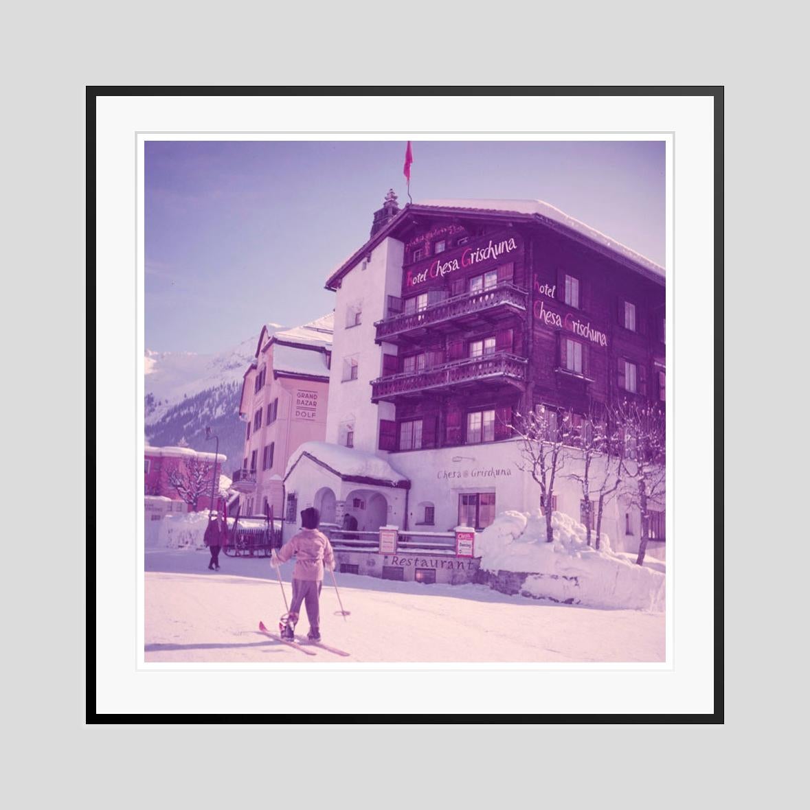 A Young Skier 
1954

A child skis through the streets of Klosters, Switzerland, 1954.

by Toni Frissell

30 x 30