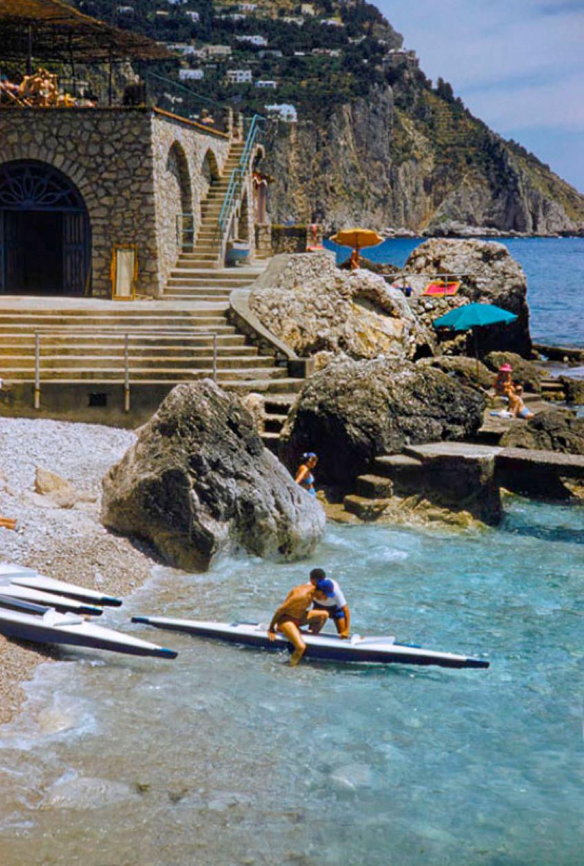 Toni Frissell Color Photograph - Canoeing In Capri 1959 Limited Signature Stamped Edition 