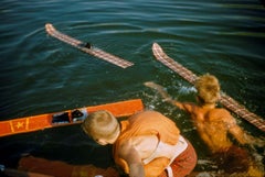 Retro Children Water Skiing 1956 Limited Signature Stamped Edition 