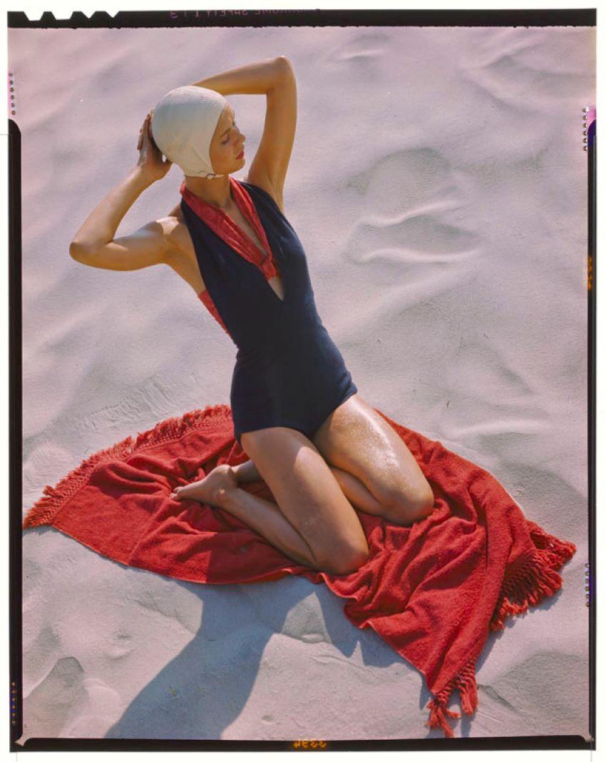 Toni Frissell Color Photograph - Girl On The Beach 1947 Limited Signature Stamped Edition 