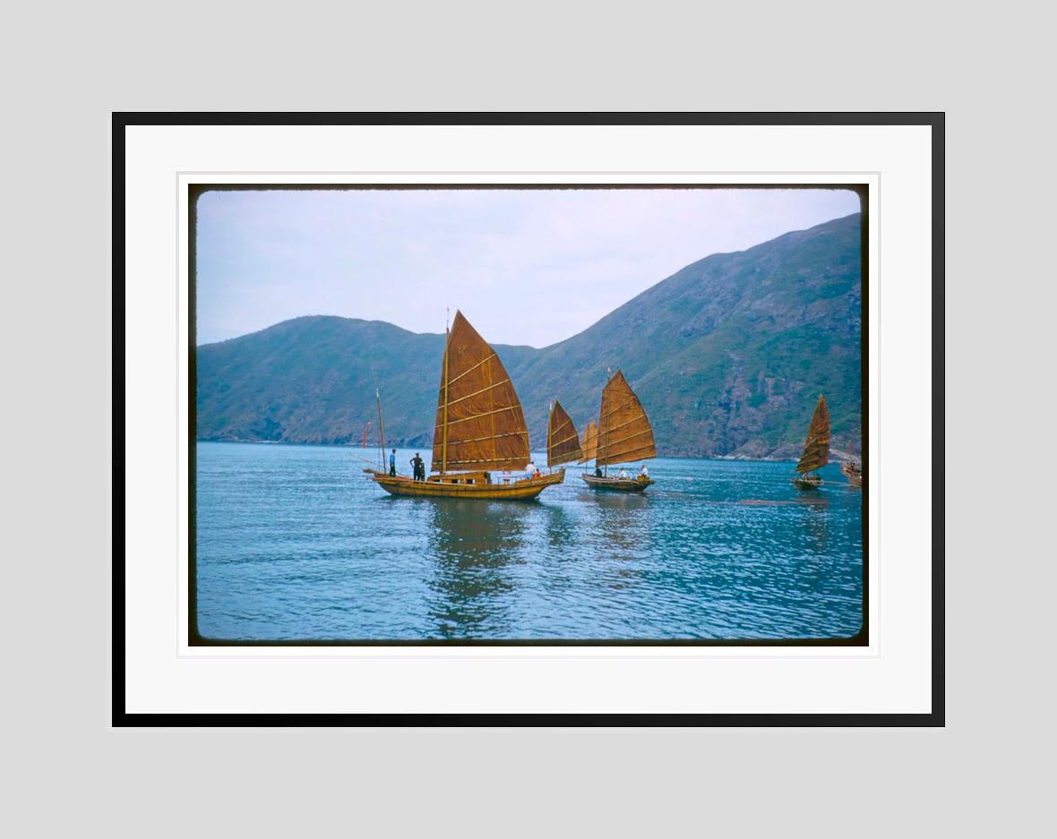 Junks In Hong Kong Harbour 1959 Oversize Limited Signature Stamped Edition  - Modern Photograph by Toni Frissell