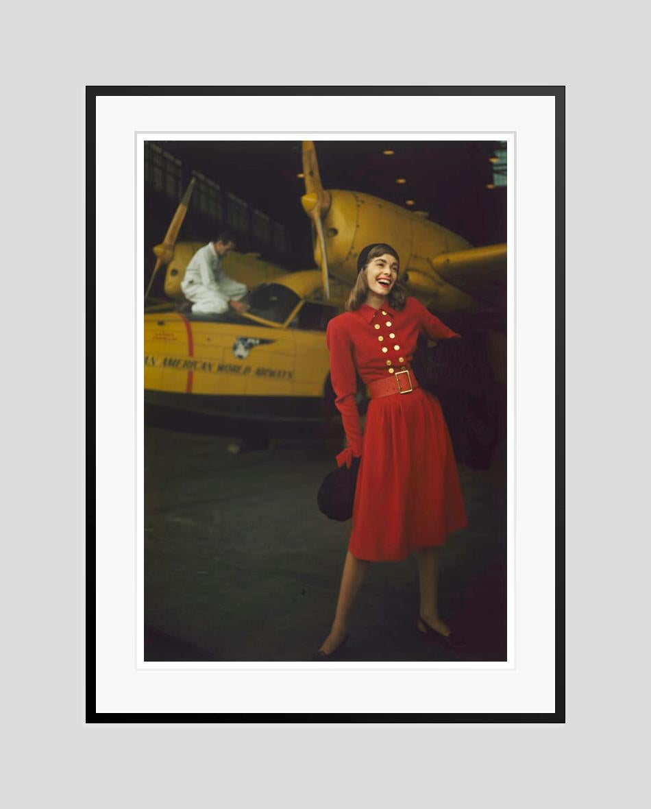 Model In A Red Dress 1960 Oversize Limited Signature Stamped Edition  - Photograph by Toni Frissell