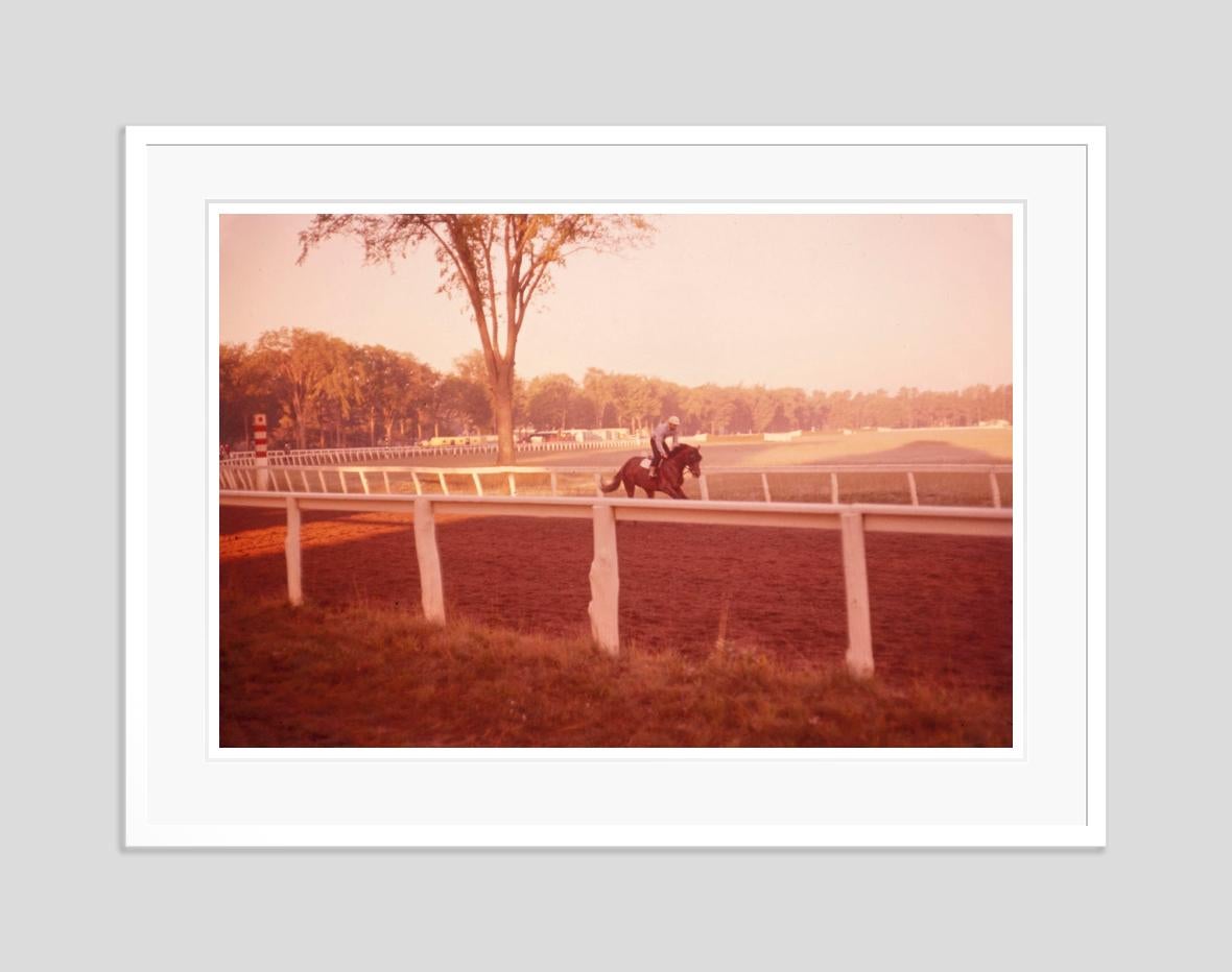 Morning Training At Saratago, 1960, limitierte, gestempelte Auflage (Braun), Color Photograph, von Toni Frissell