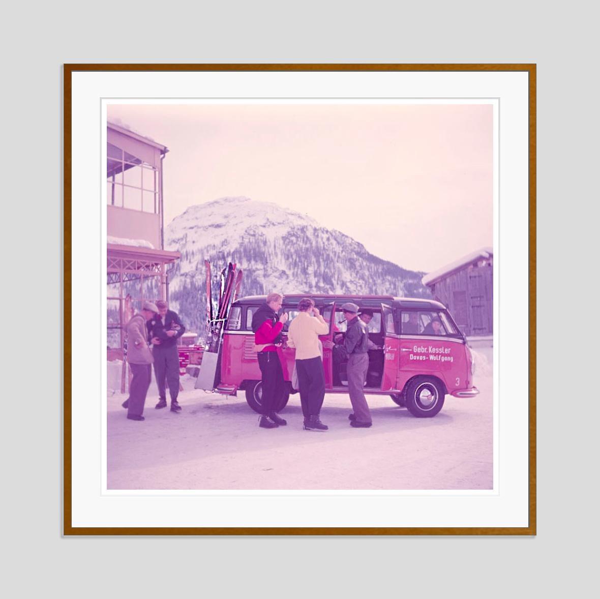 Ski Bus 

1954

Skiers board a VW camper van, Klosters, Switzerland, 1954

by Toni Frissell

20 x 20