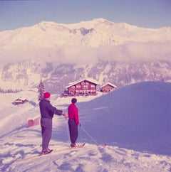 Vintage Skiers In Th Alps 1951 Oversize Limited Signature Stamped Edition 