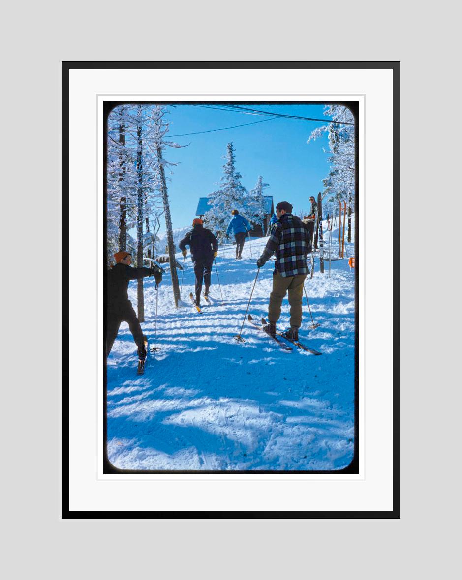 Esquiadores en el bosque 1955 Edición limitada sobredimensionada con sello de firma - Color Photograph Azul de Toni Frissell
