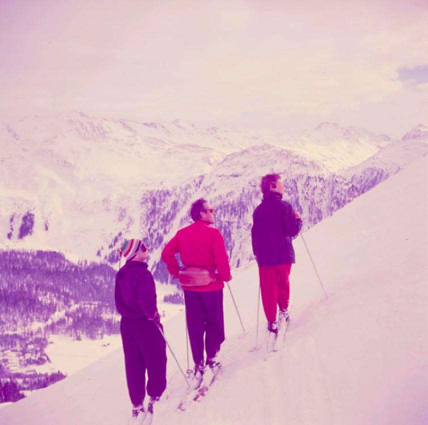 Toni Frissell Color Photograph - Skiers On The Piste 1951 Limited Signature Stamped Edition 