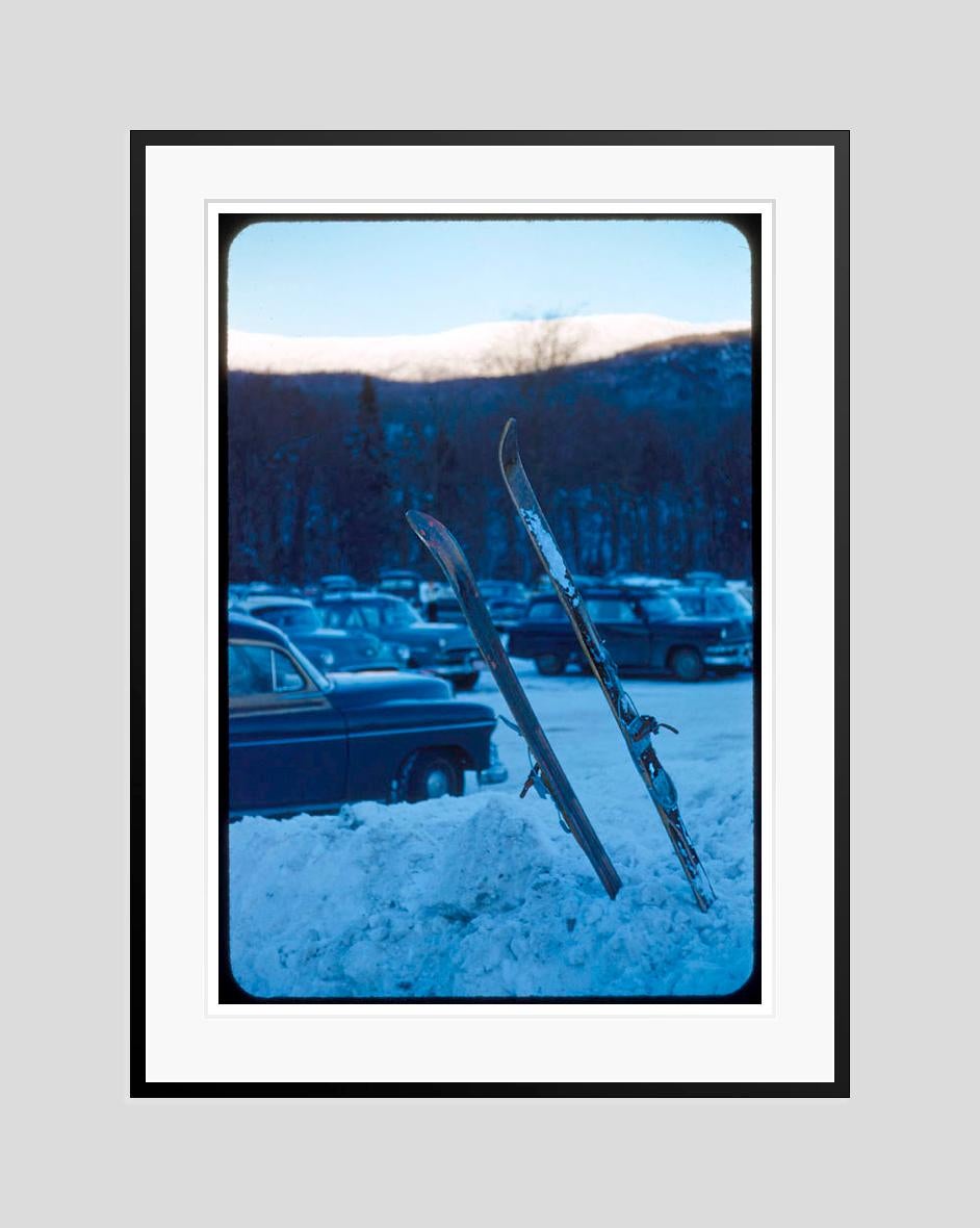 Skis In The Snow 1955 Limited Signature Stamped Edition  - Photograph by Toni Frissell