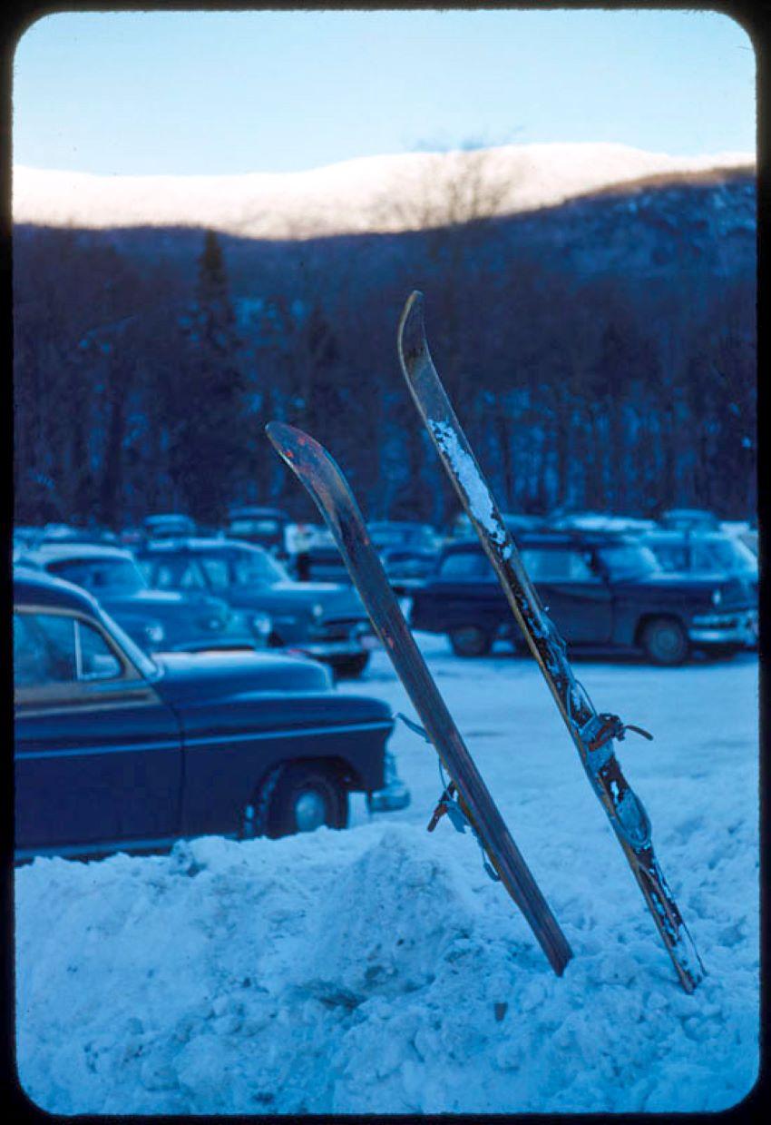 Toni Frissell Color Photograph - Skis In The Snow 1955 Limited Signature Stamped Edition 