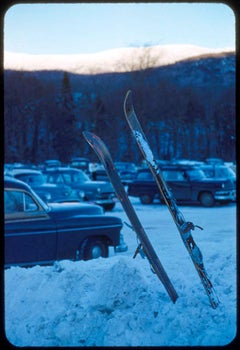Vintage Skis In The Snow 1955 Limited Signature Stamped Edition 