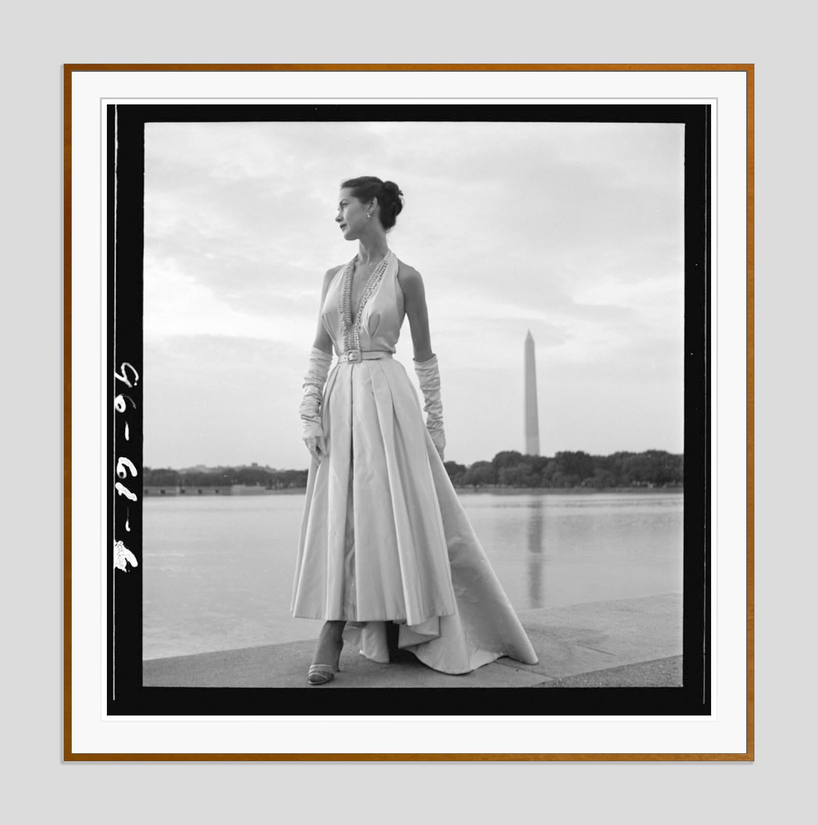 Washington Monument Fashion Shoot Limited Signature Stamped Edition  - Photograph by Toni Frissell
