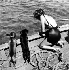 Woman with Two Dachshunds