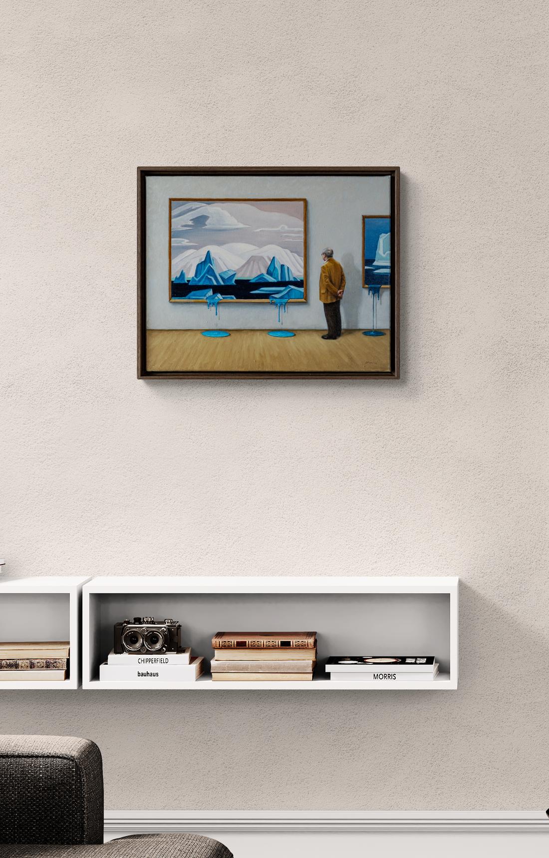 Au musée I - surréaliste, contemporain, figuratif, huile sur toile en vente 7