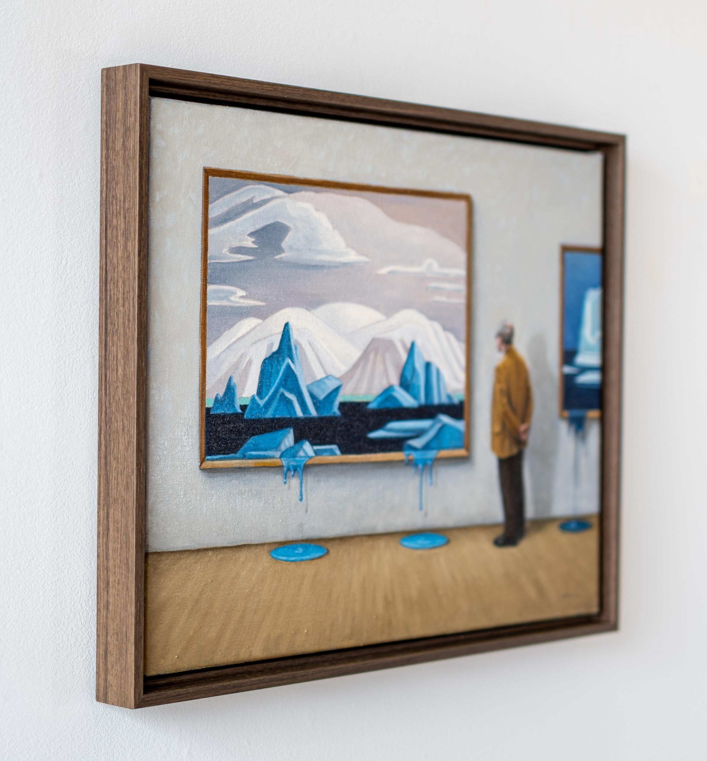 Au musée I - surréaliste, contemporain, figuratif, huile sur toile - Gris Still-Life Painting par Toni Hamel