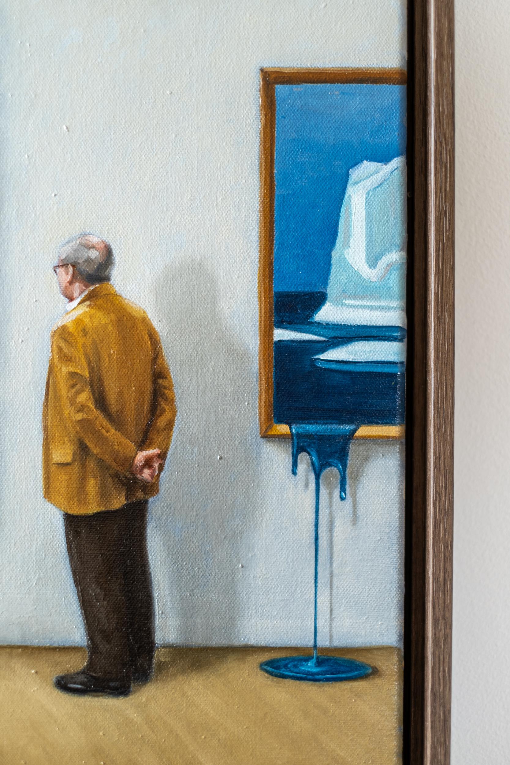 Au musée I - surréaliste, contemporain, figuratif, huile sur toile en vente 2