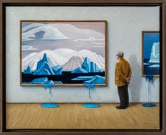 Au musée I - surréaliste, contemporain, figuratif, huile sur toile