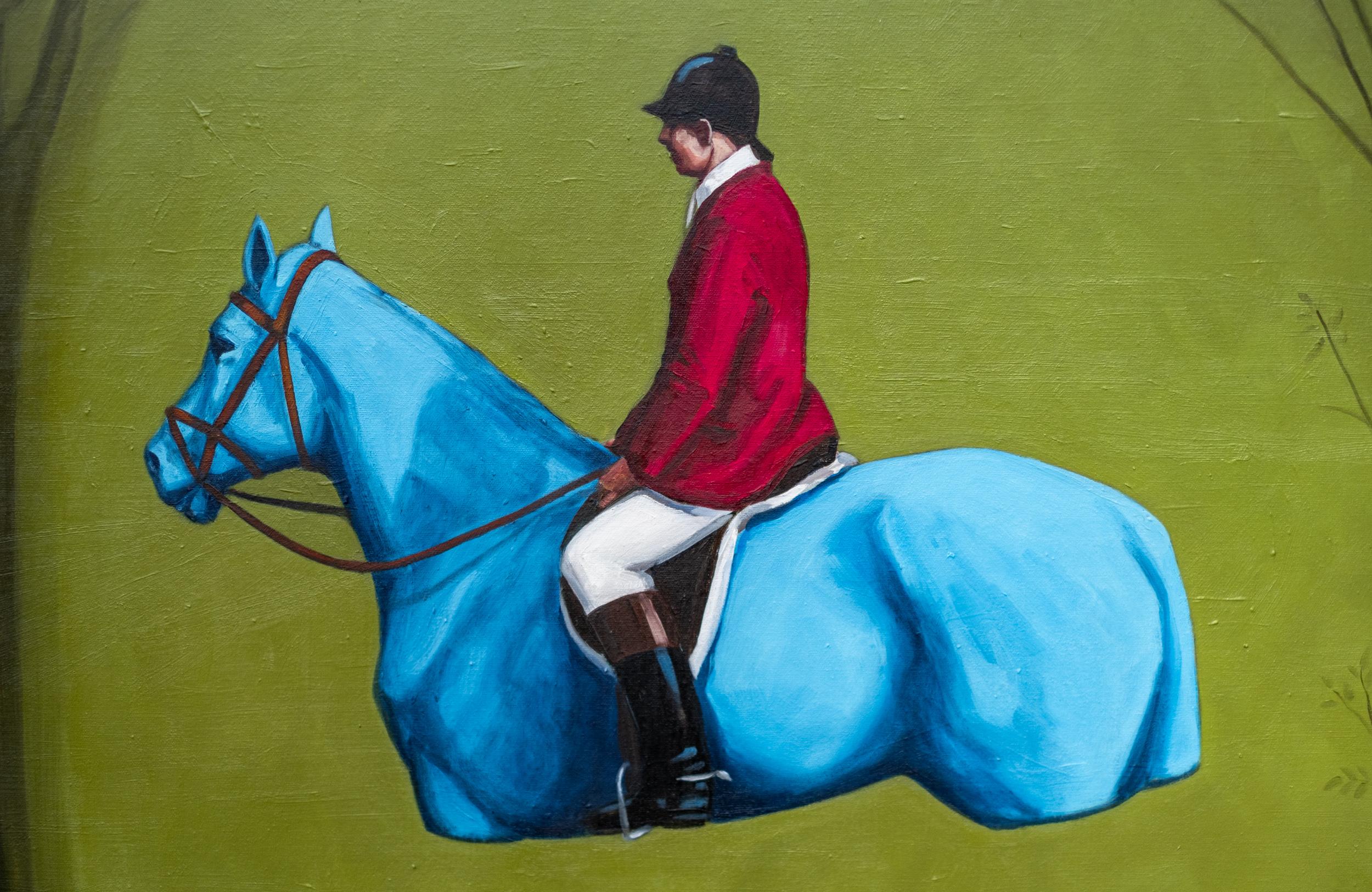 Der Blaue Reiter III - surreal, contemporary, figurative, oil on canvas For Sale 1