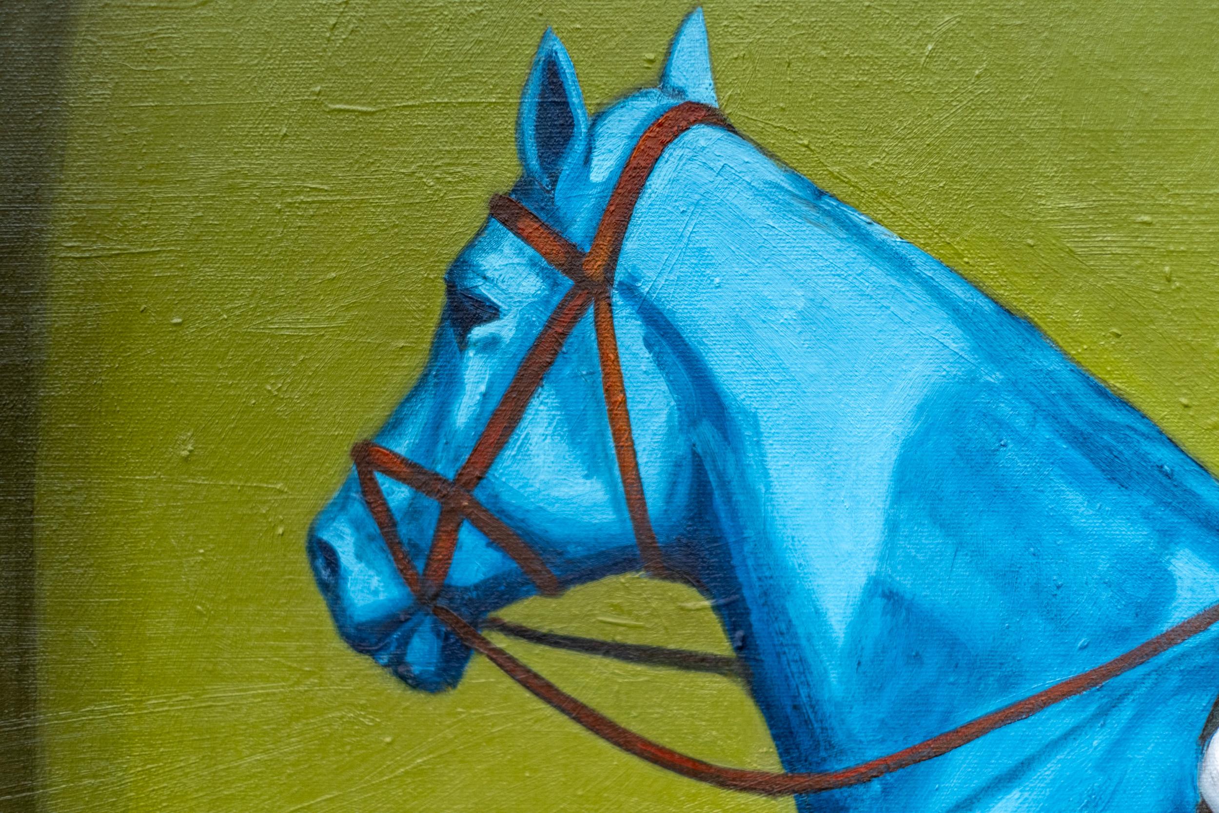 Der Blaue Reiter III - surreal, contemporary, figurative, oil on canvas For Sale 4