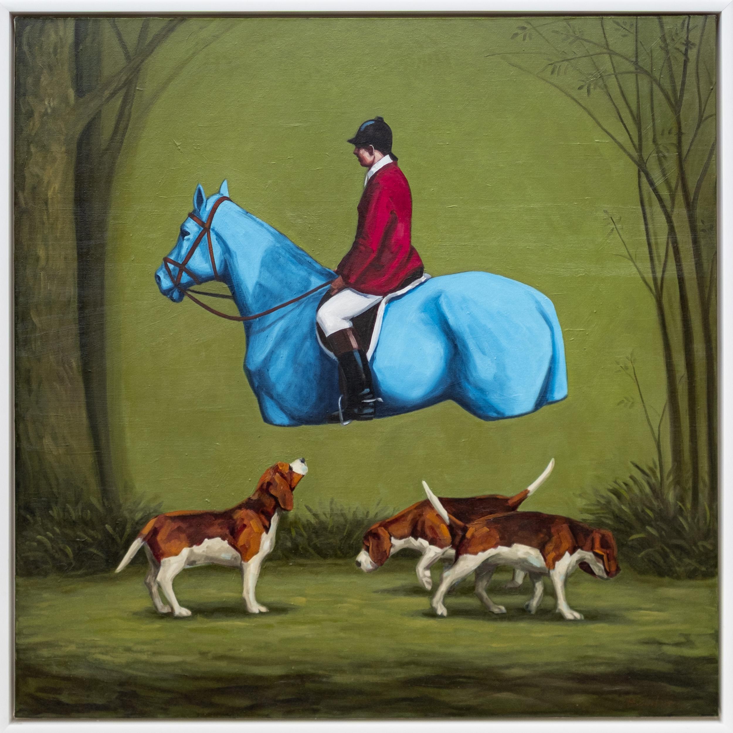 Toni Hamel Figurative Painting - Der Blaue Reiter III - surreal, contemporary, figurative, oil on canvas