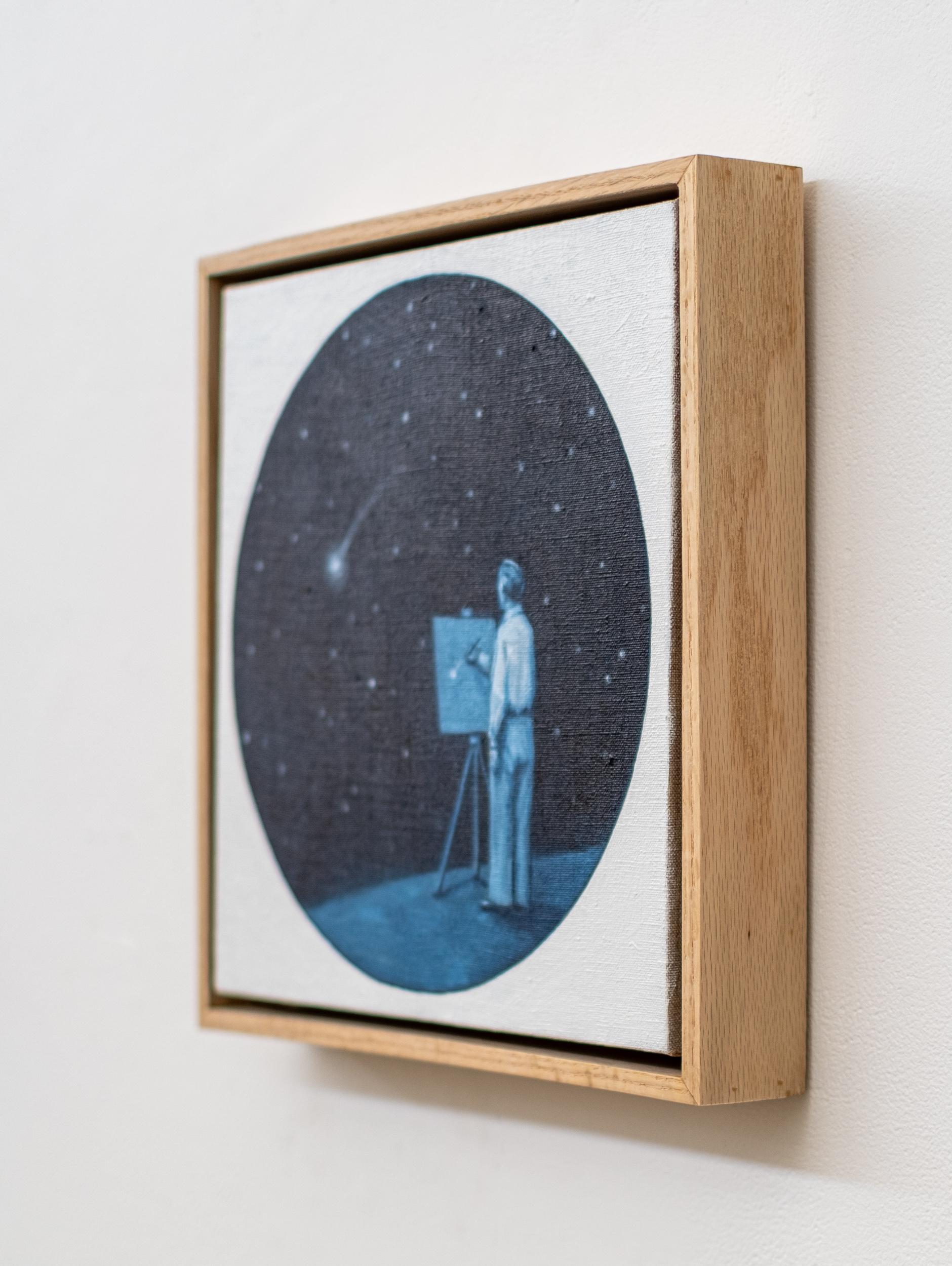 Flüchtig - surreal, figurativ, zeitgenössisch, Öl auf Leinen (Schwarz), Figurative Painting, von Toni Hamel