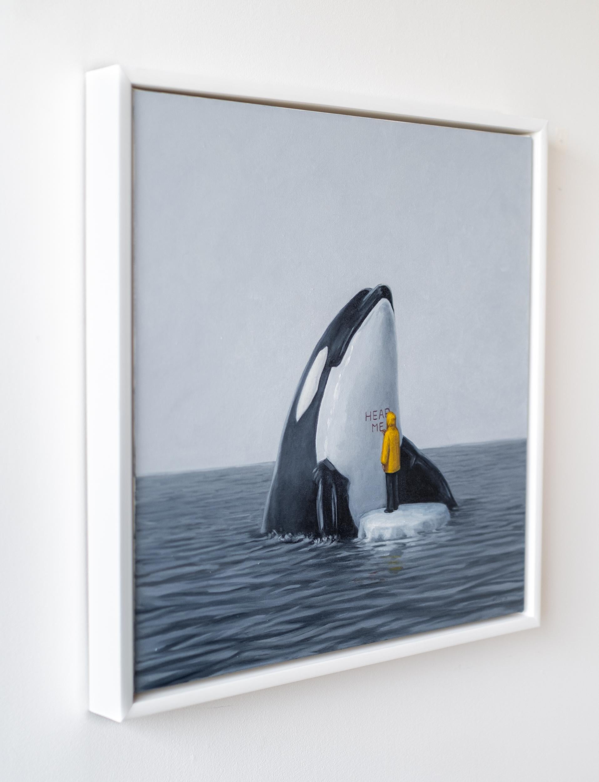 The Activist 5 (Hear Me) - surreal, contemporary, figurative, oil on canvas - Gris Still-Life Painting par Toni Hamel