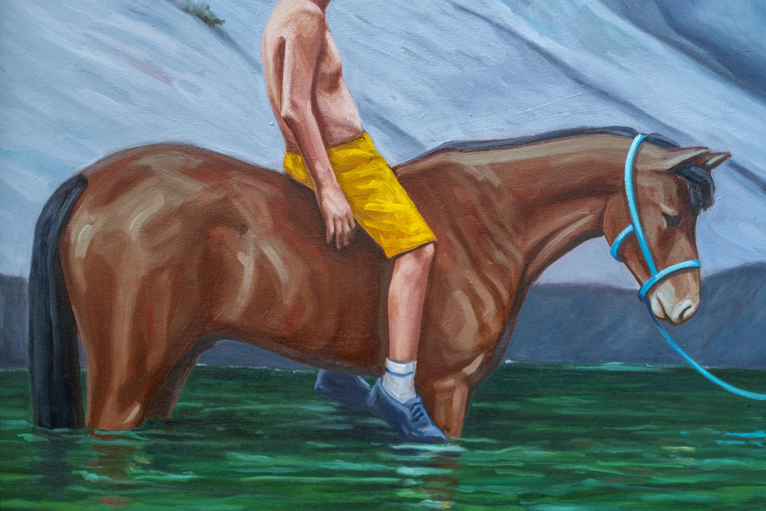 The Crossing - surreal, contemporary, figurative, oil on canvas en vente 1