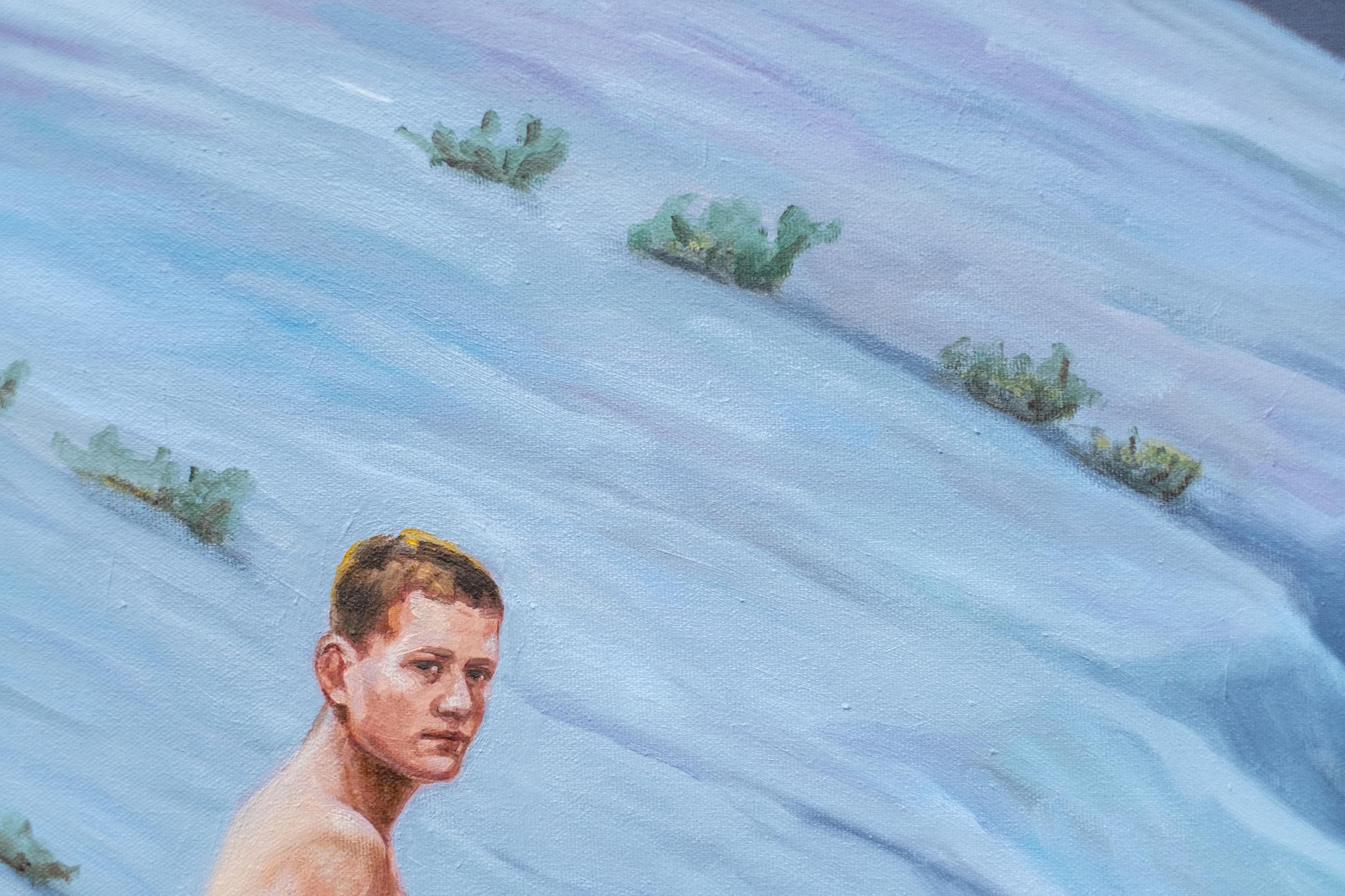 The Crossing - surreal, contemporary, figurative, oil on canvas en vente 3