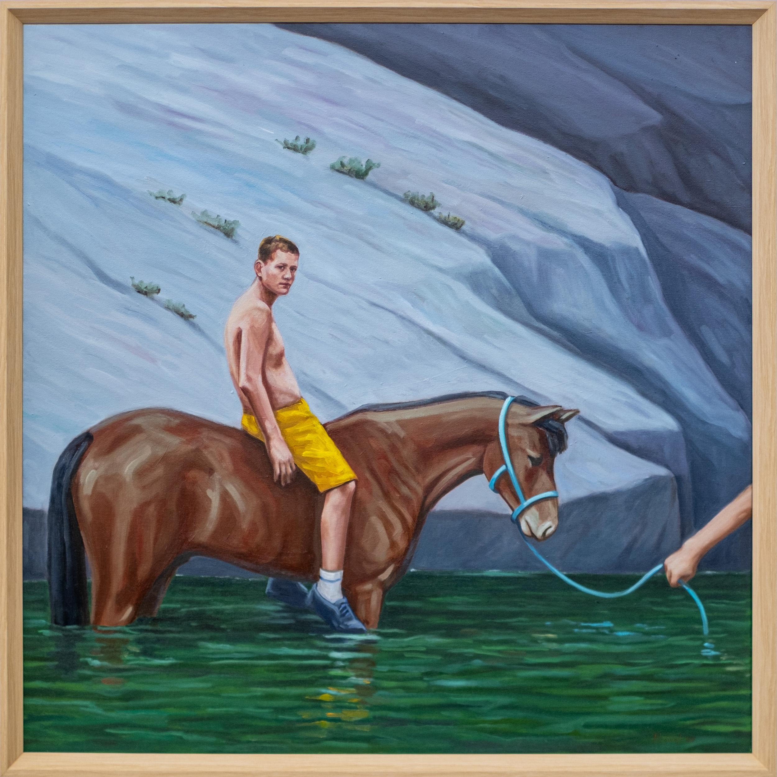 Figurative Painting Toni Hamel - The Crossing - surreal, contemporary, figurative, oil on canvas