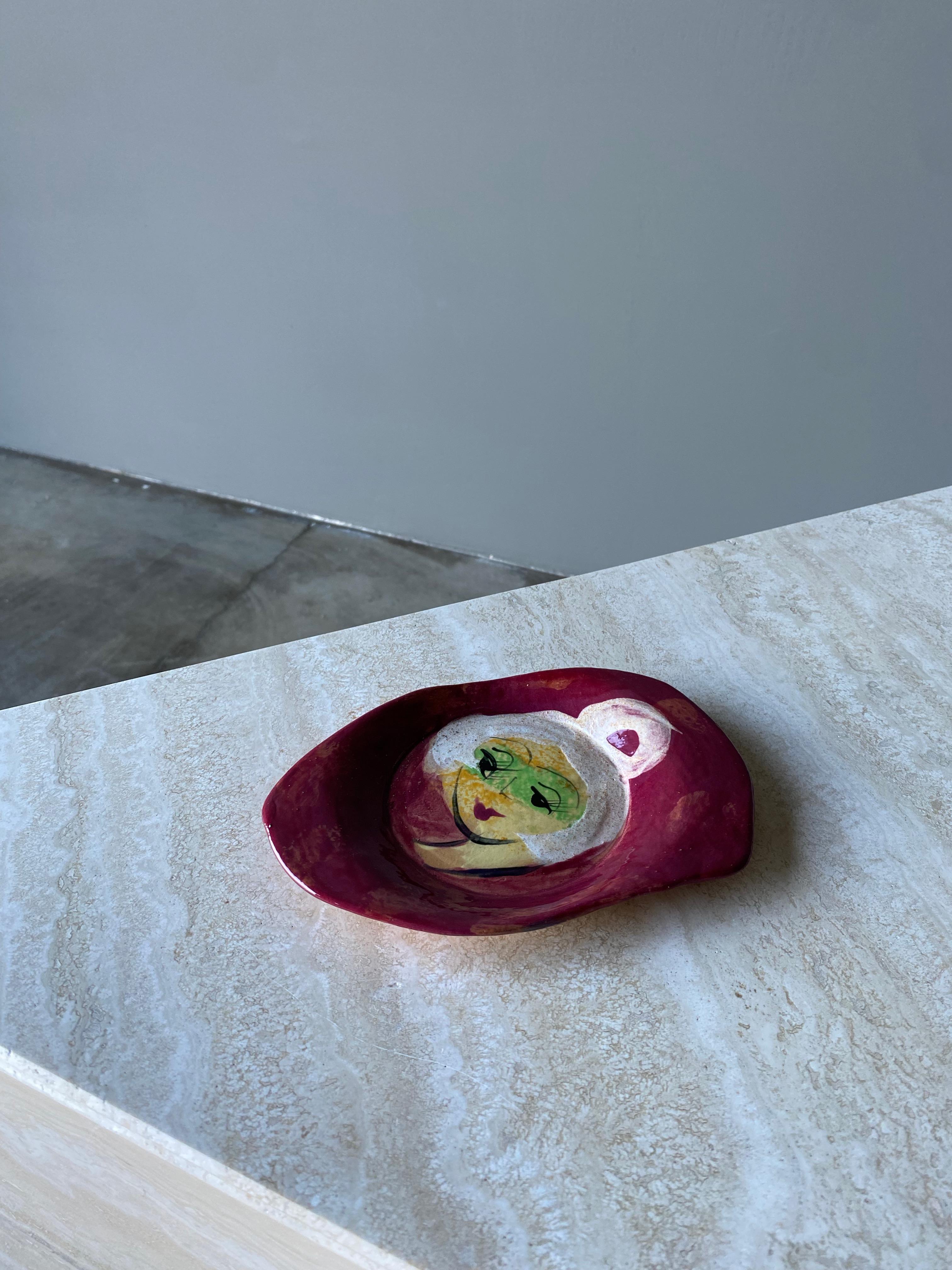 Glazed Toni Lawrence Ceramic Small Plate, 1990s