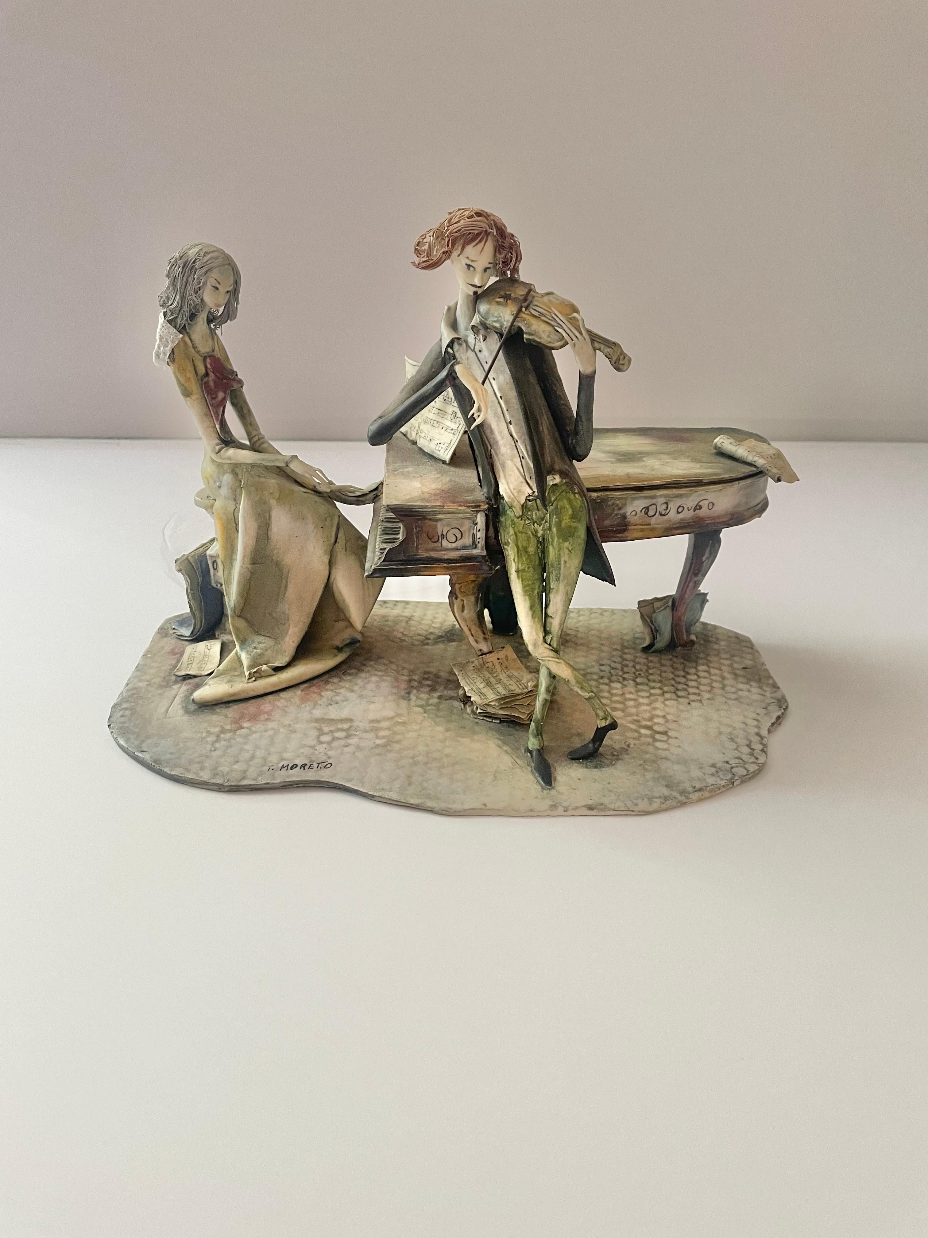 “Playing the violin and piano” - Sculpture by Toni Moretto 