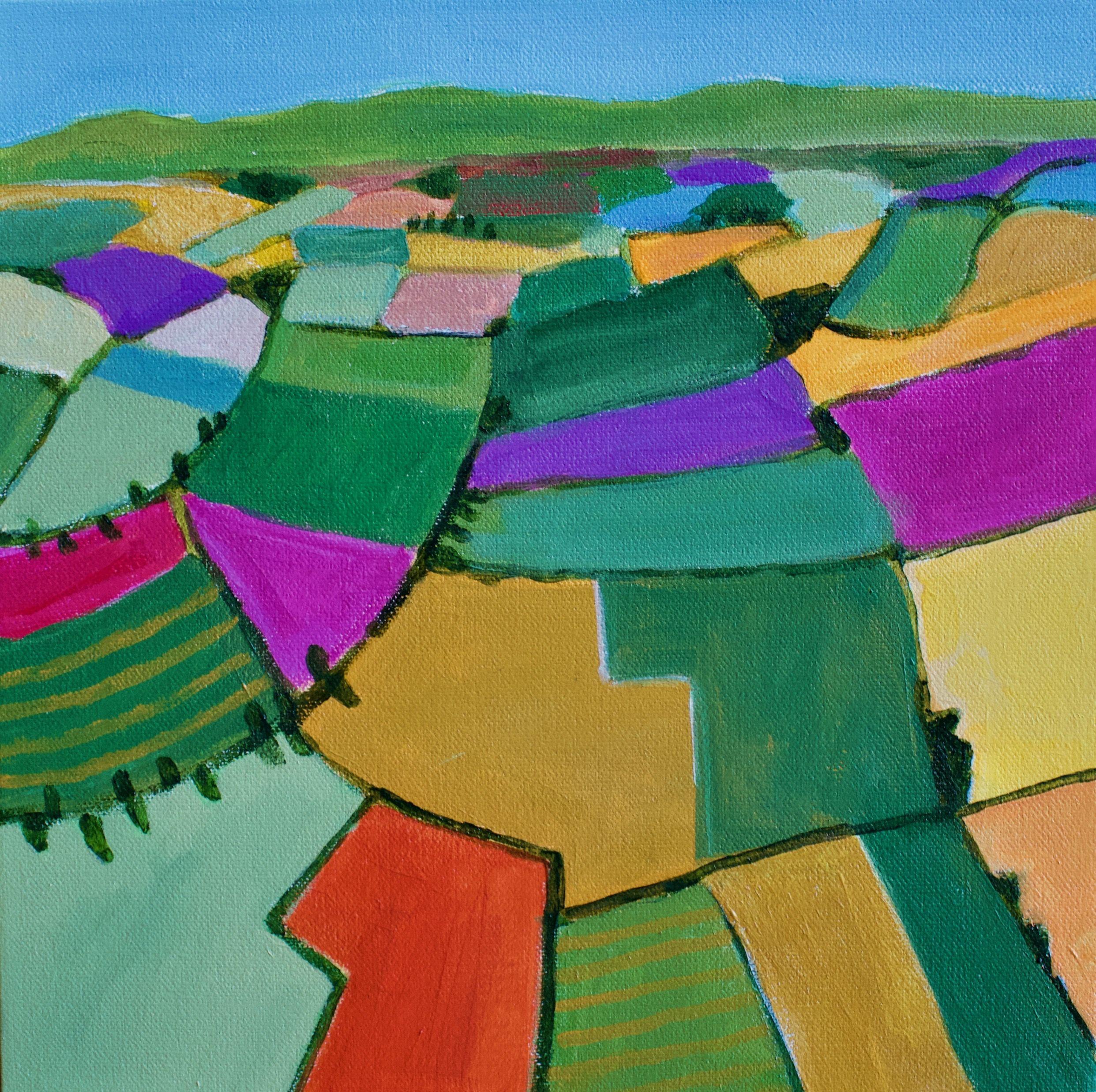 Toni Silber-Delerive Abstract Painting - Countryside Fields, Painting, Acrylic on Canvas