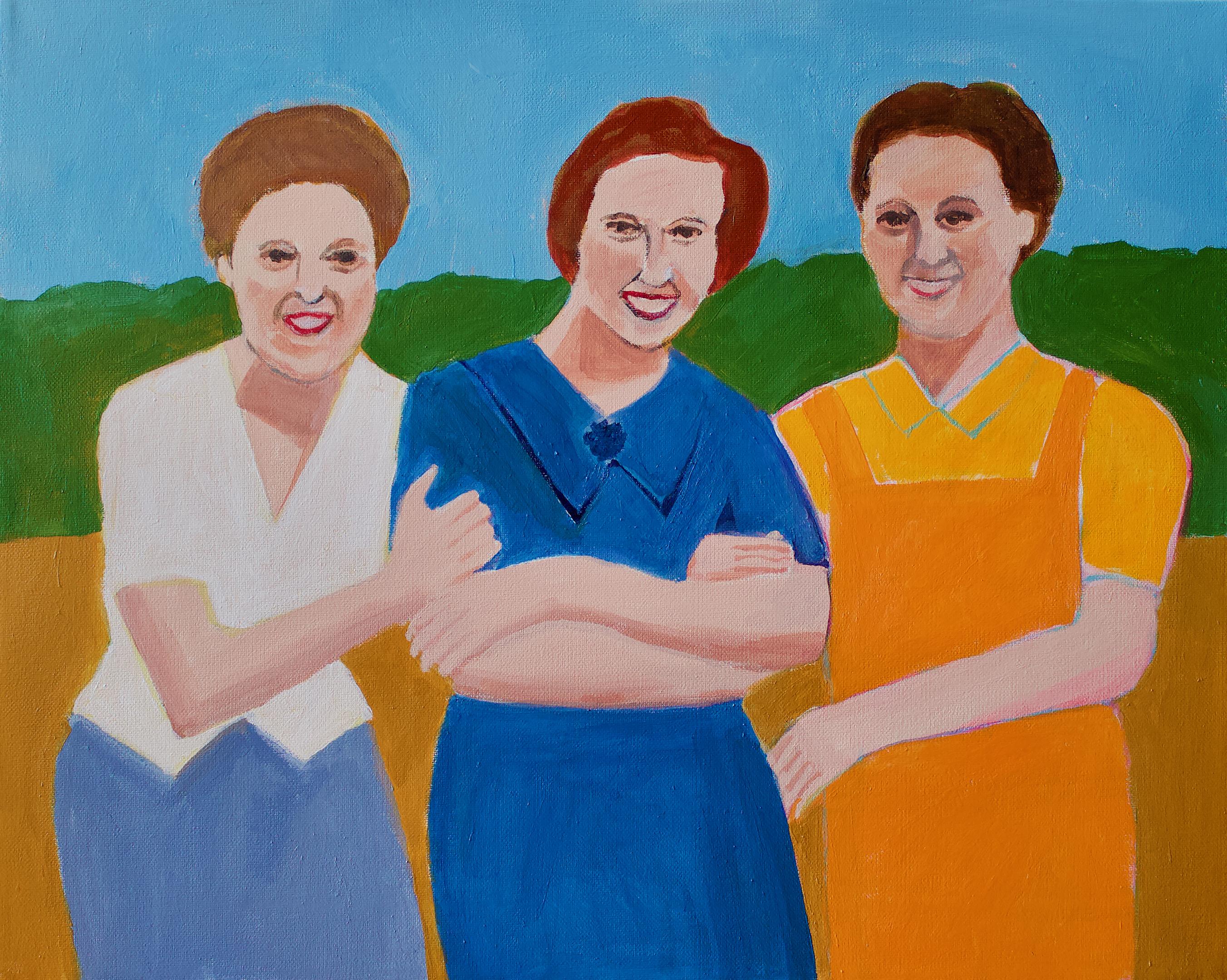 Toni Silber-Delerive Figurative Painting - Three Sisters, Original Painting
