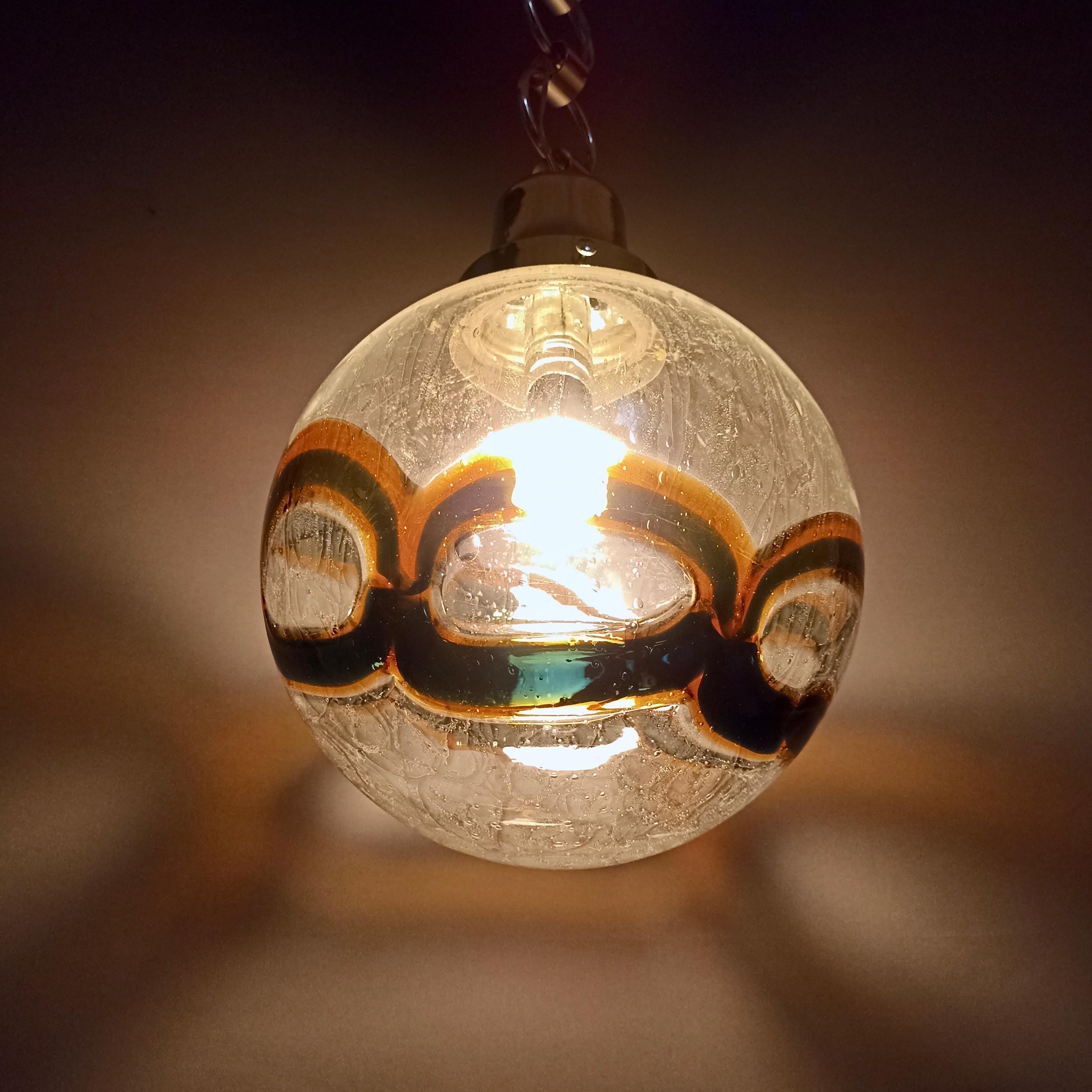 1960s Toni Zuccheri Attributable Large Space Age Murano Art Glass Pendant Lamp For Sale 5
