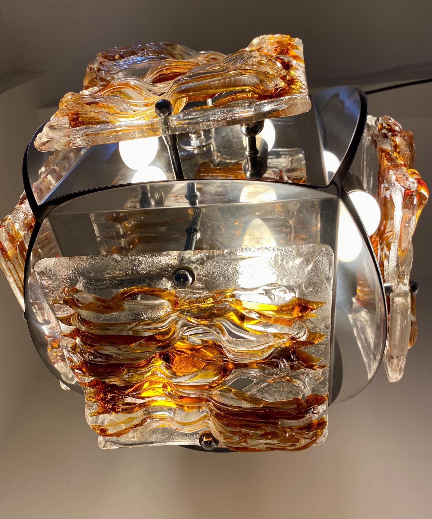 Italian Toni Zuccheri chandelier glass murano ! model unique For Sale