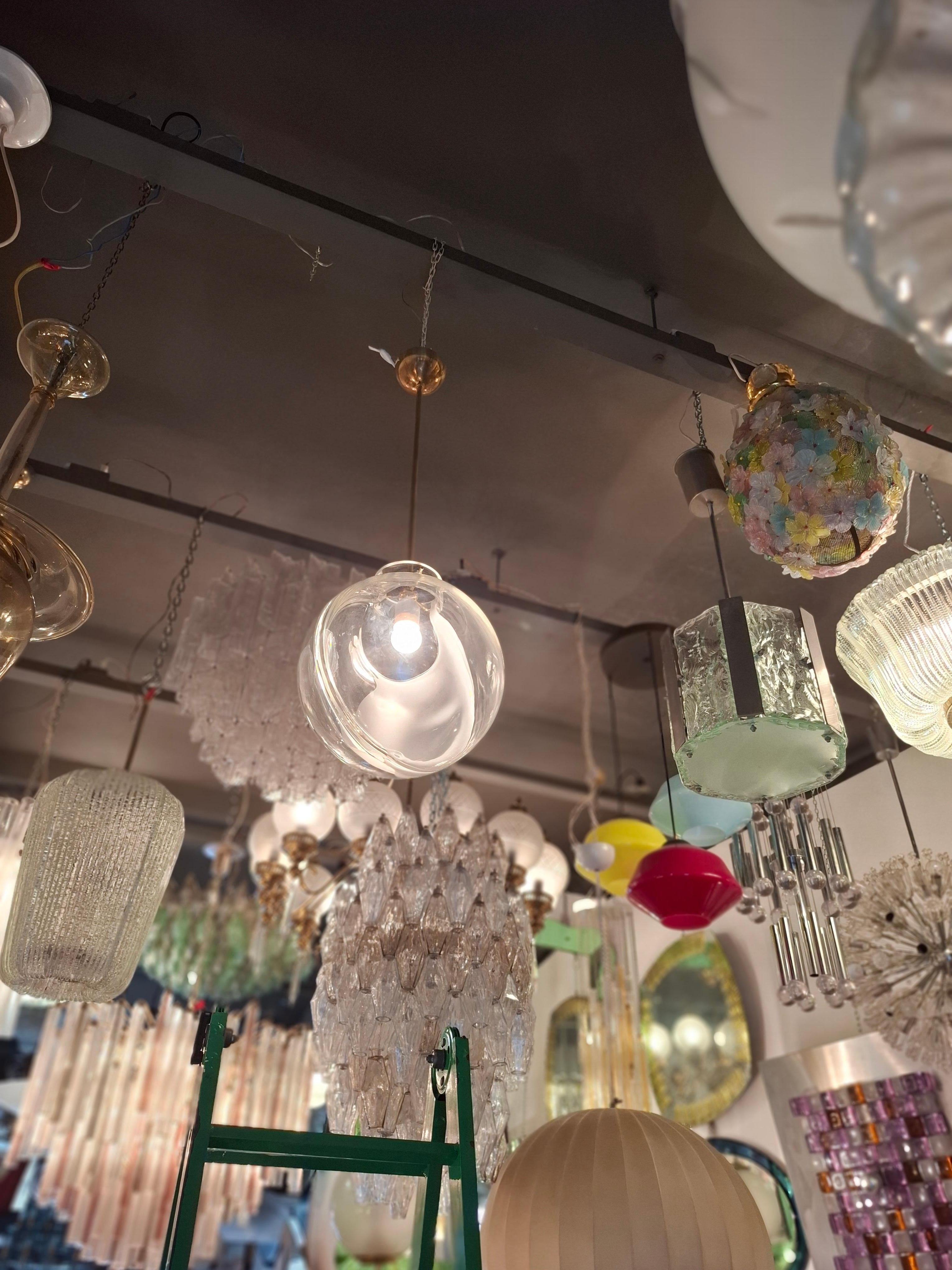 Lampadario Toni Zuccheri VETRO DI MURANO  OTTONE 1960. ITALIA in vendita 6