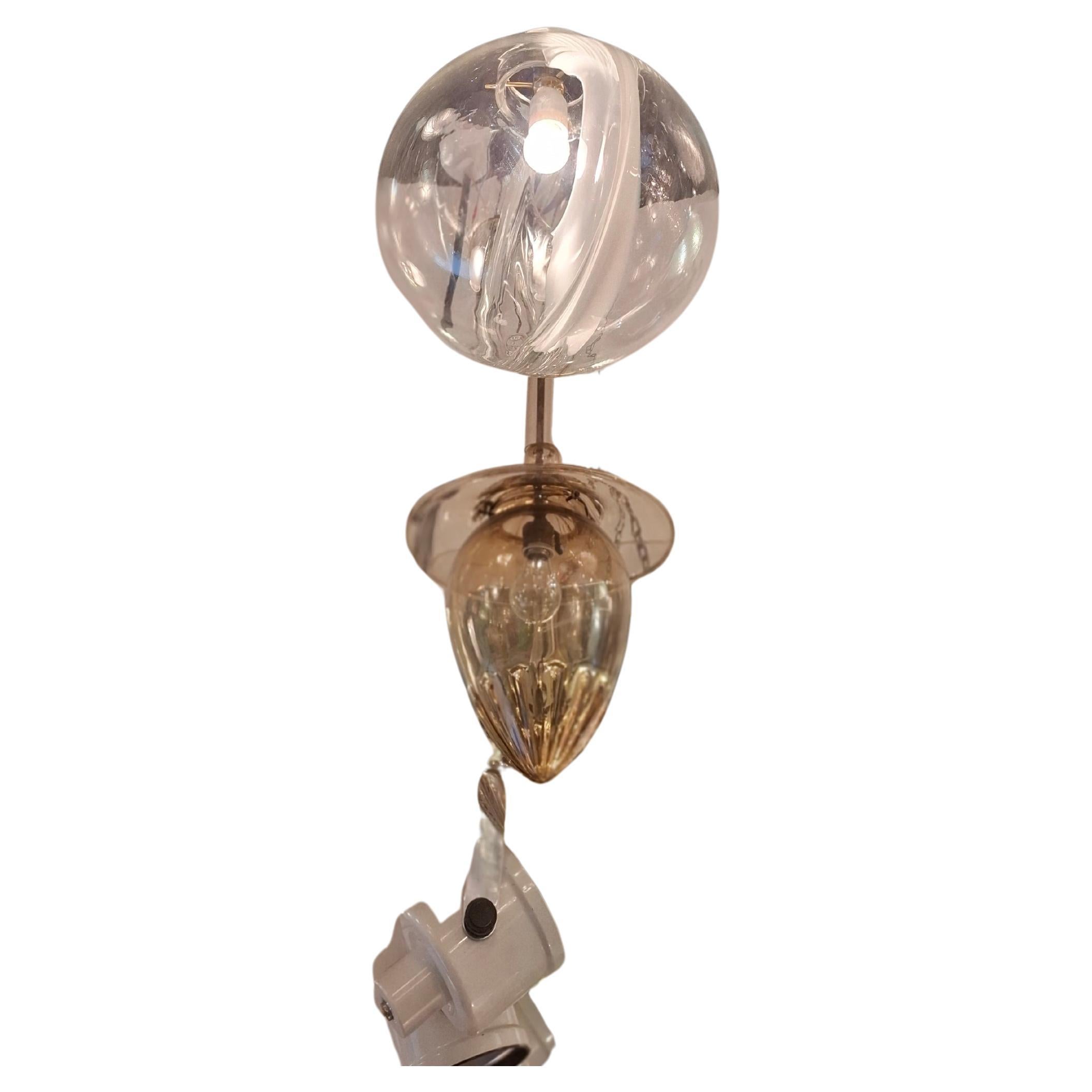 BELLISSIMO LAMPADARIO 1 LUCE IN VETRO DI MURANO E OTTONE DI TONI ZUCCHERI DEL 1960 ITALIA...PROVENIENTE da una casa Milano 