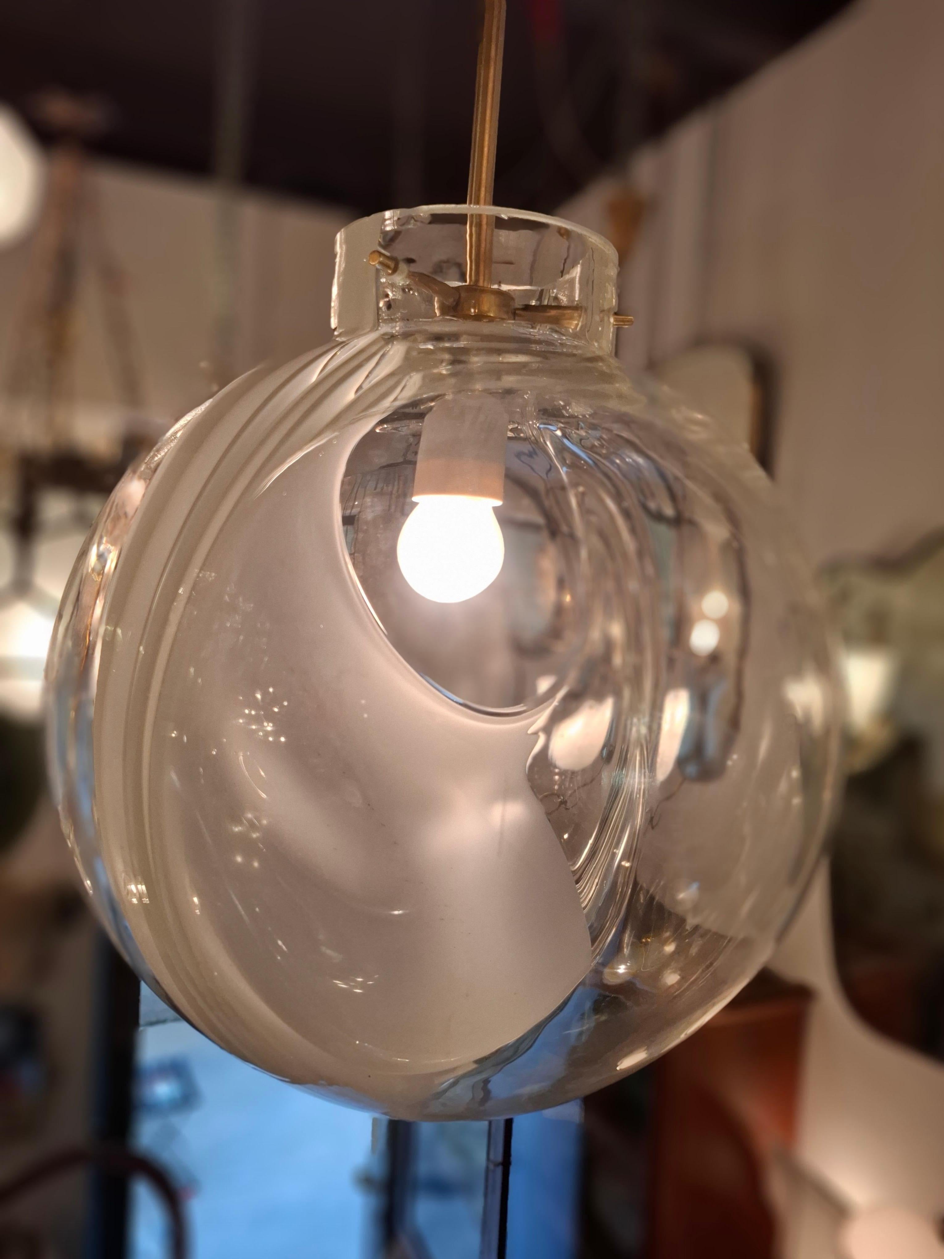 Italiano Lampadario Toni Zuccheri VETRO DI MURANO  OTTONE 1960. ITALIA in vendita