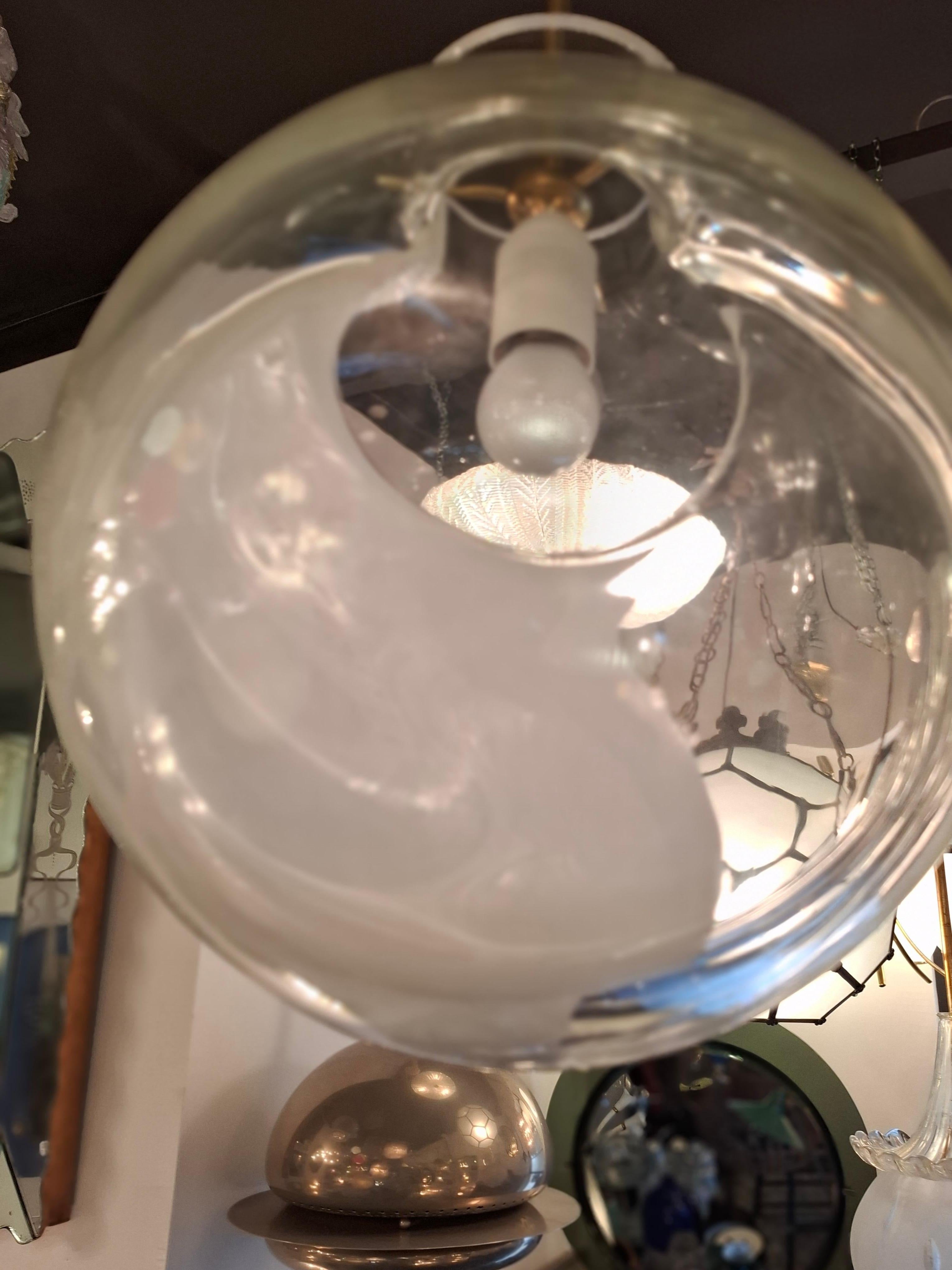 Metà XX secolo Lampadario Toni Zuccheri VETRO DI MURANO  OTTONE 1960. ITALIA in vendita