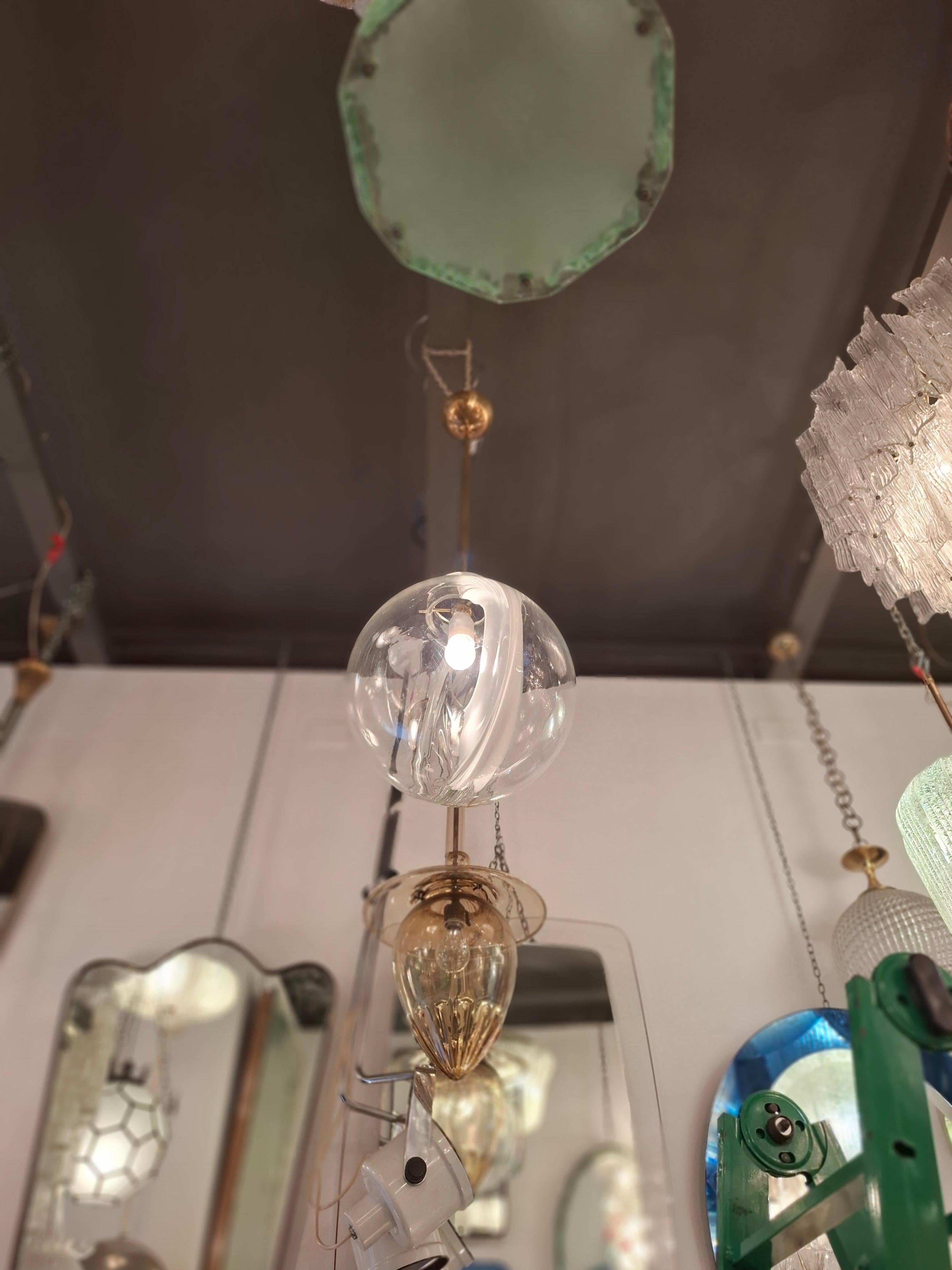 Vetro di Murano Lampadario Toni Zuccheri VETRO DI MURANO  OTTONE 1960. ITALIA in vendita