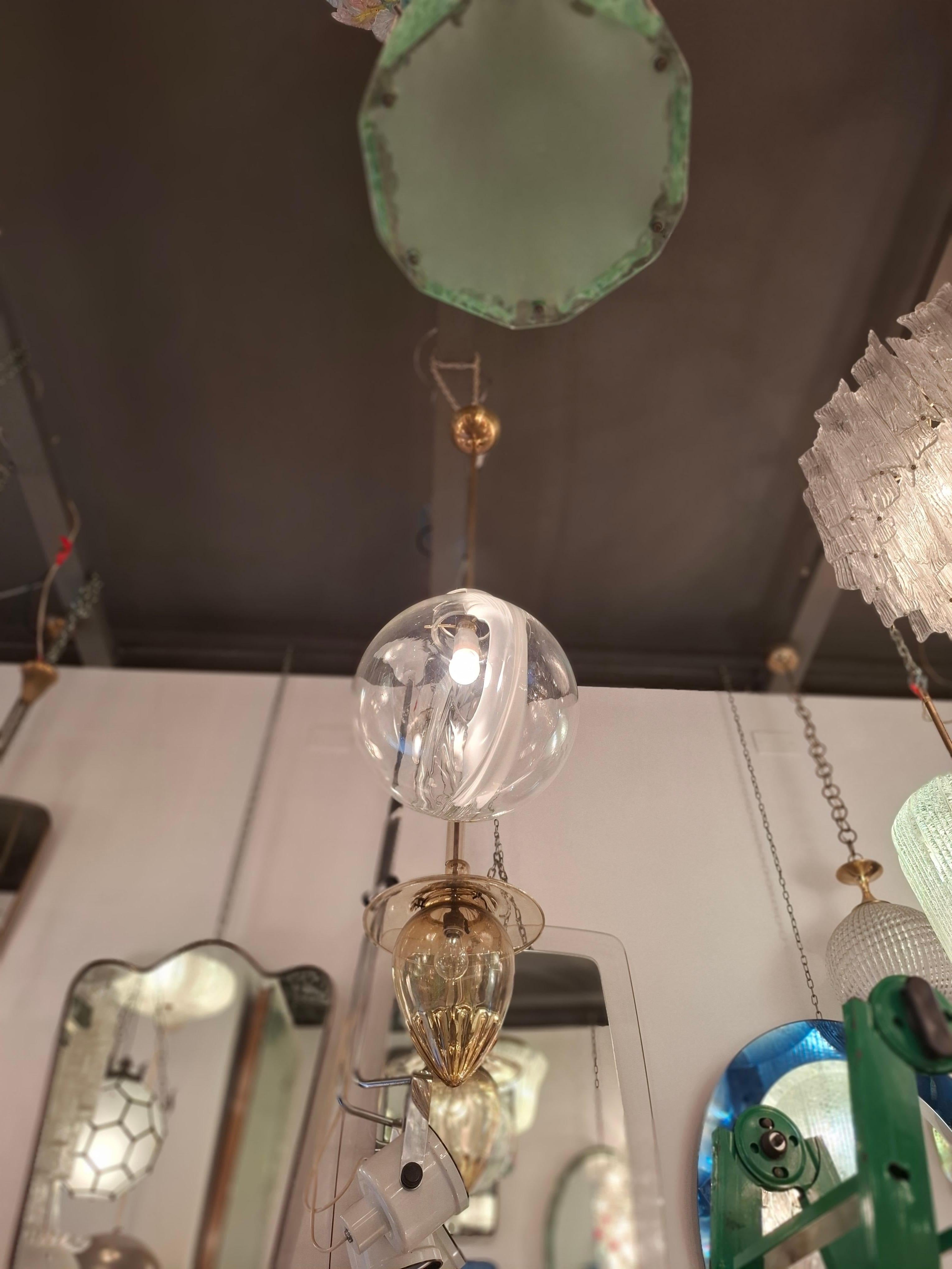 Lampadario Toni Zuccheri VETRO DI MURANO  OTTONE 1960. ITALIA in vendita 1