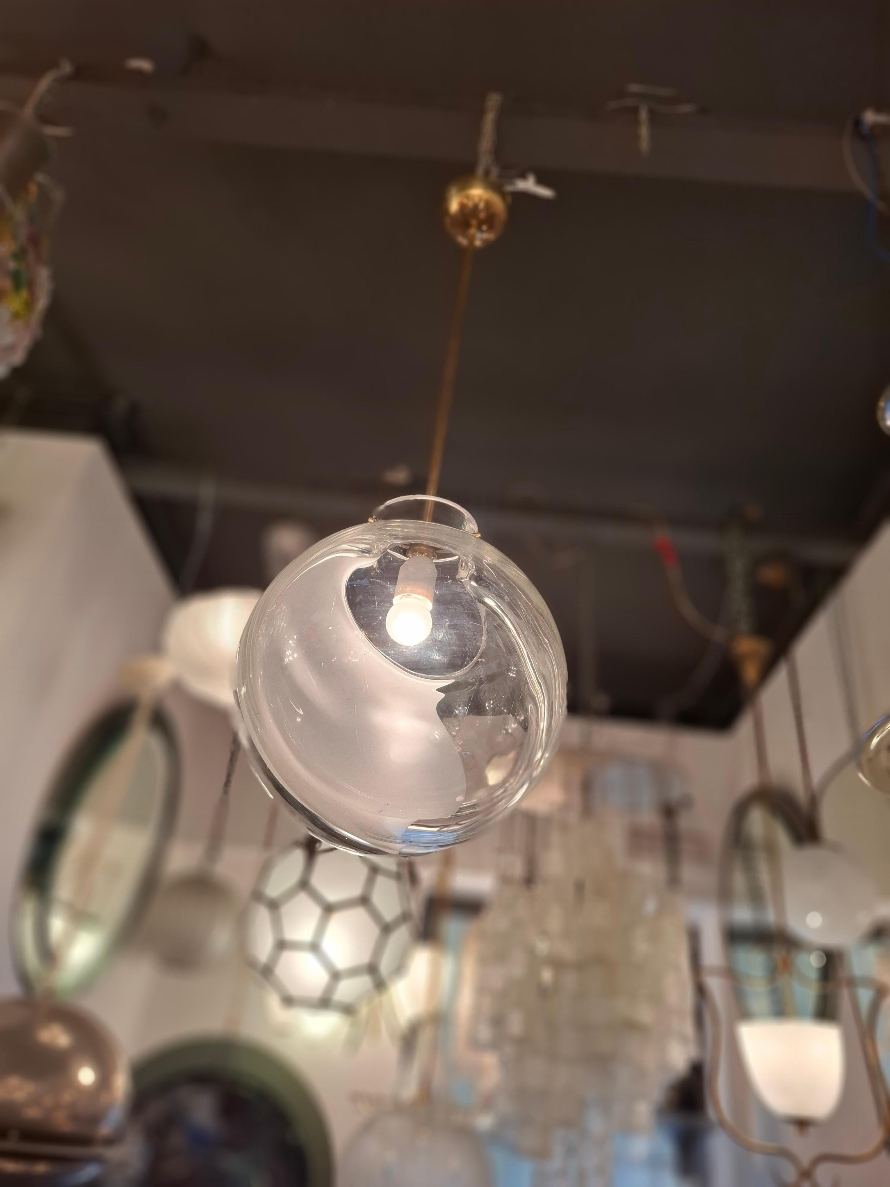Lampadario Toni Zuccheri VETRO DI MURANO  OTTONE 1960. ITALIA in vendita 3