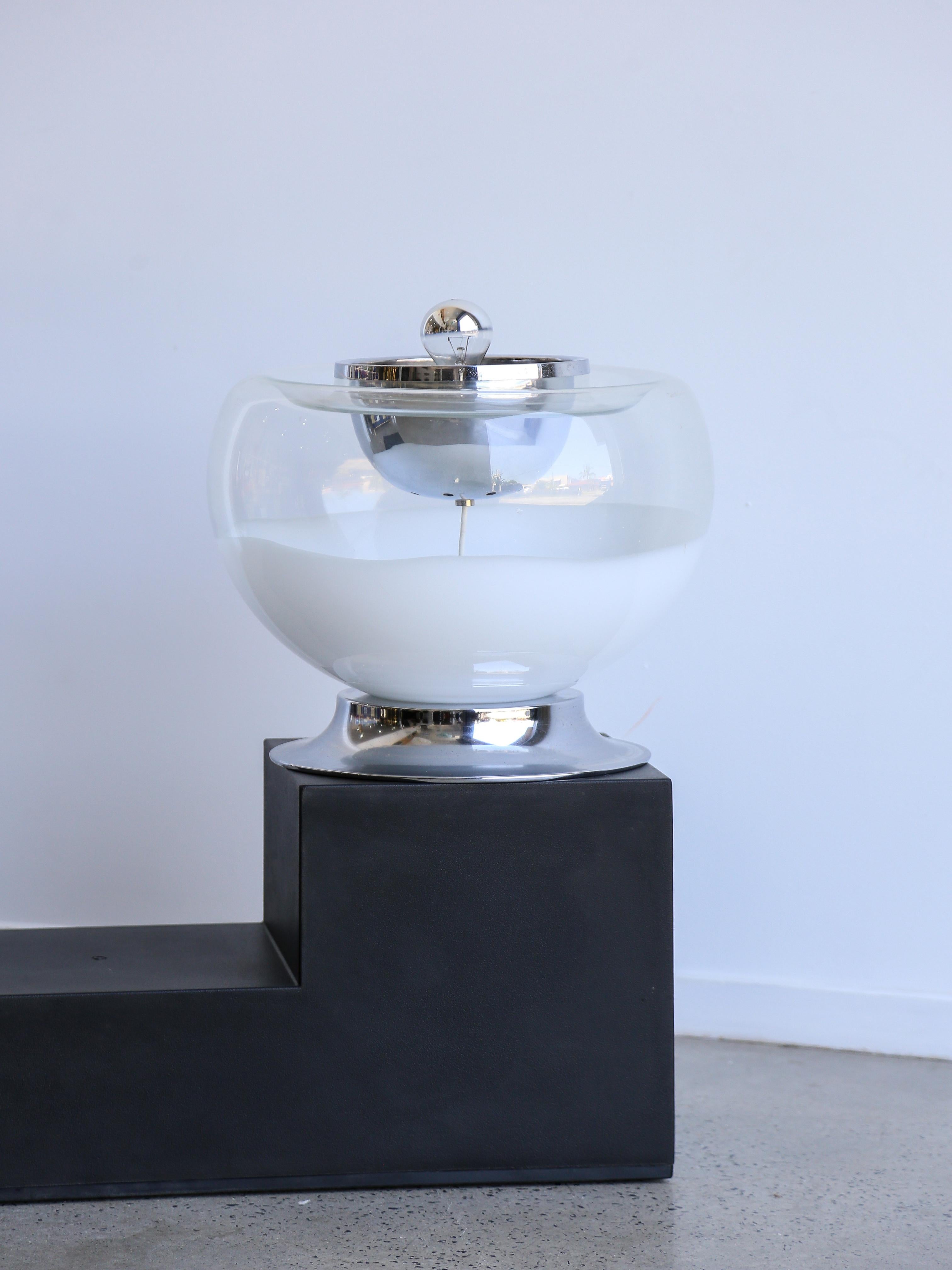 Mid-Century Modern Toni Zuccheri Chrome & White Murano Glass Table Lamp