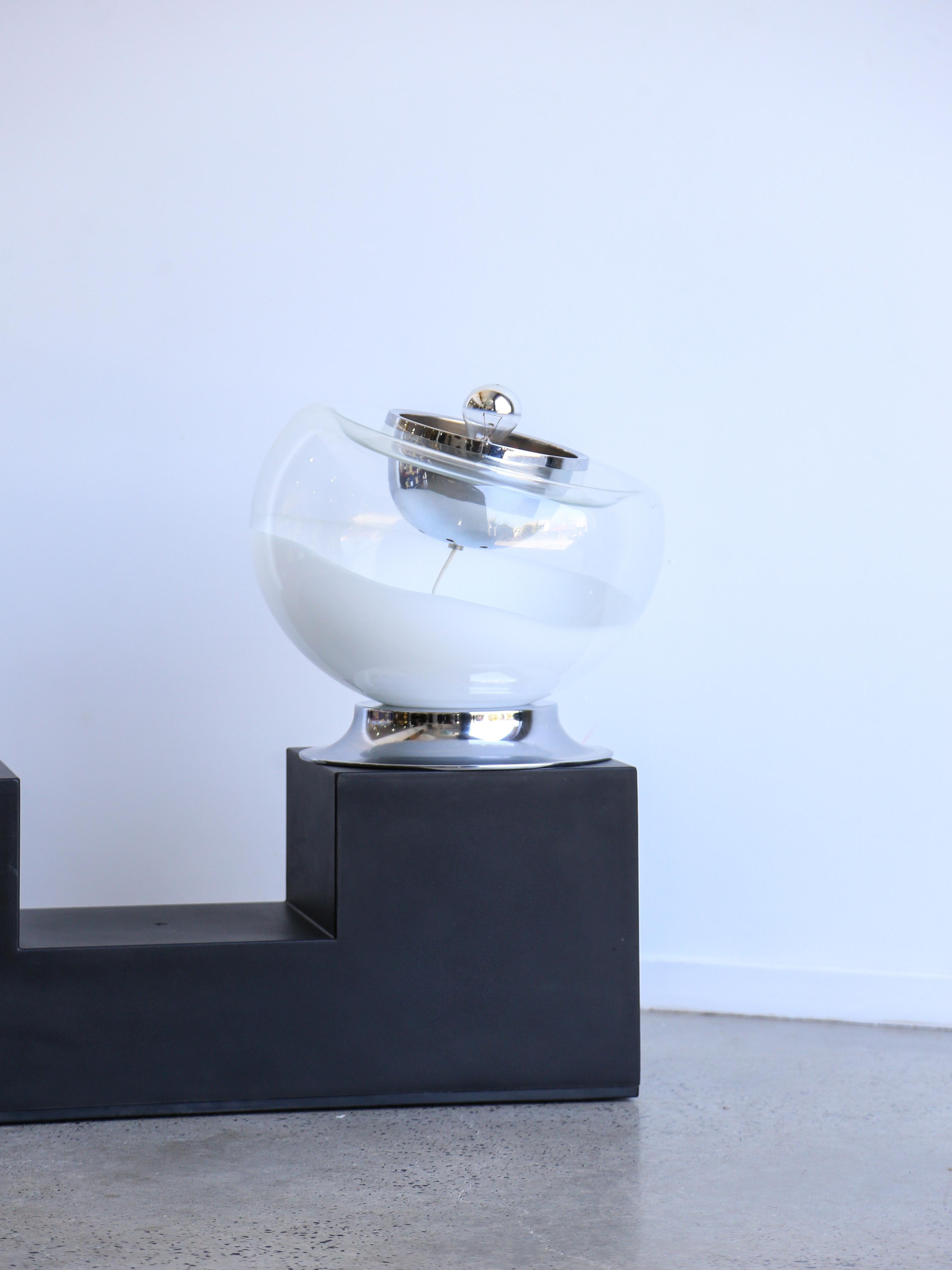 Toni Zuccheri Chrome & White Murano Glass Table Lamp 3
