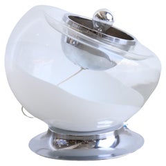 Toni Zuccheri Chrome 
White Murano Glass Table Lamp