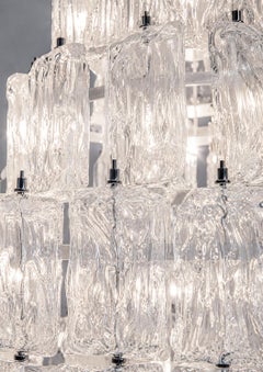 Toni Zuccheri “Corteccia” Murano Clear Glass Chandelier for Venini, Italy, 1960s