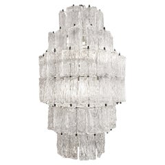 Toni Zuccheri “Corteccia” Murano Clear Glass Chandelier for Venini, Italy, 1960s