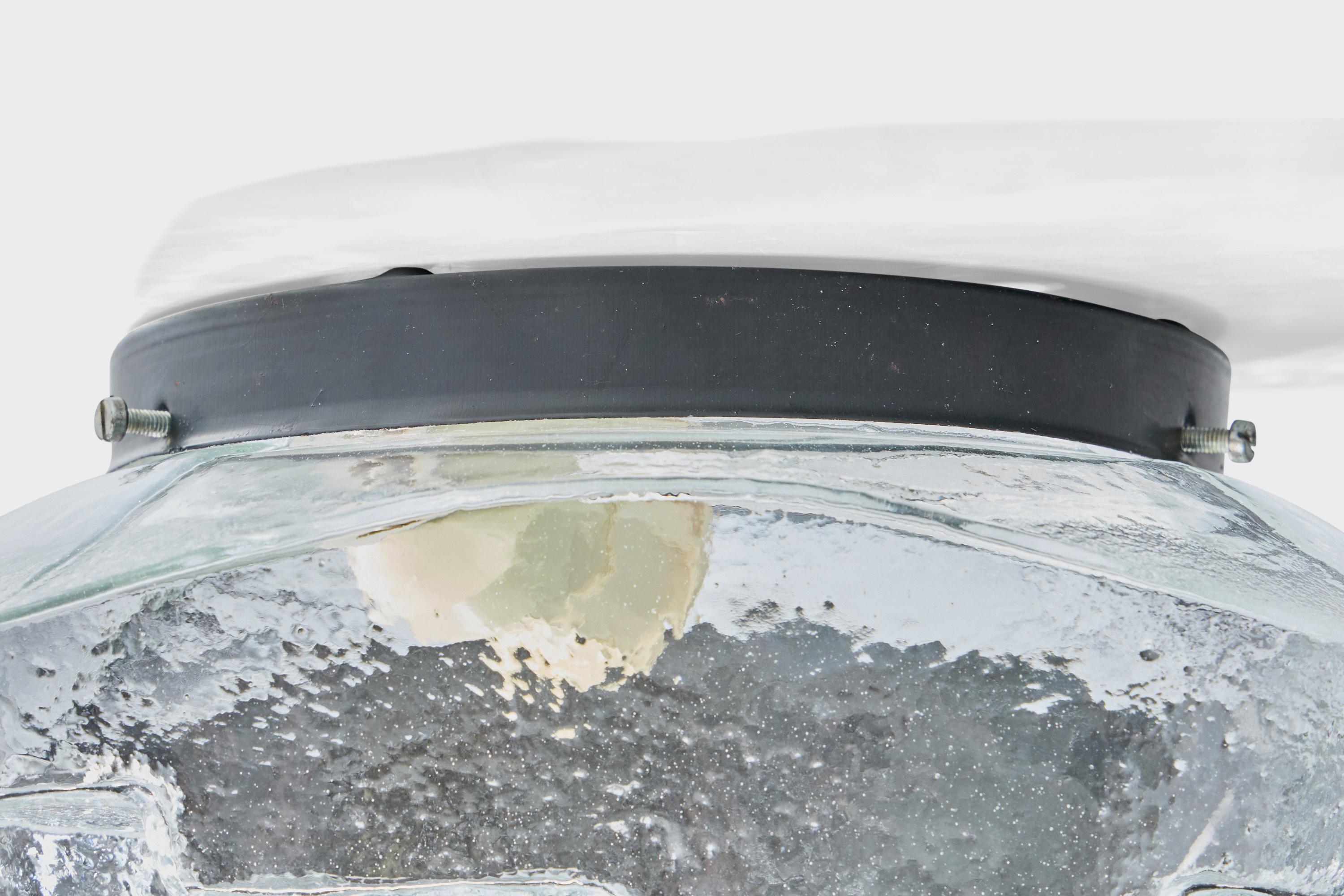 Métal Toni Zuccheri, Monture affleurante, verre, métal, Italie, années 1960 en vente